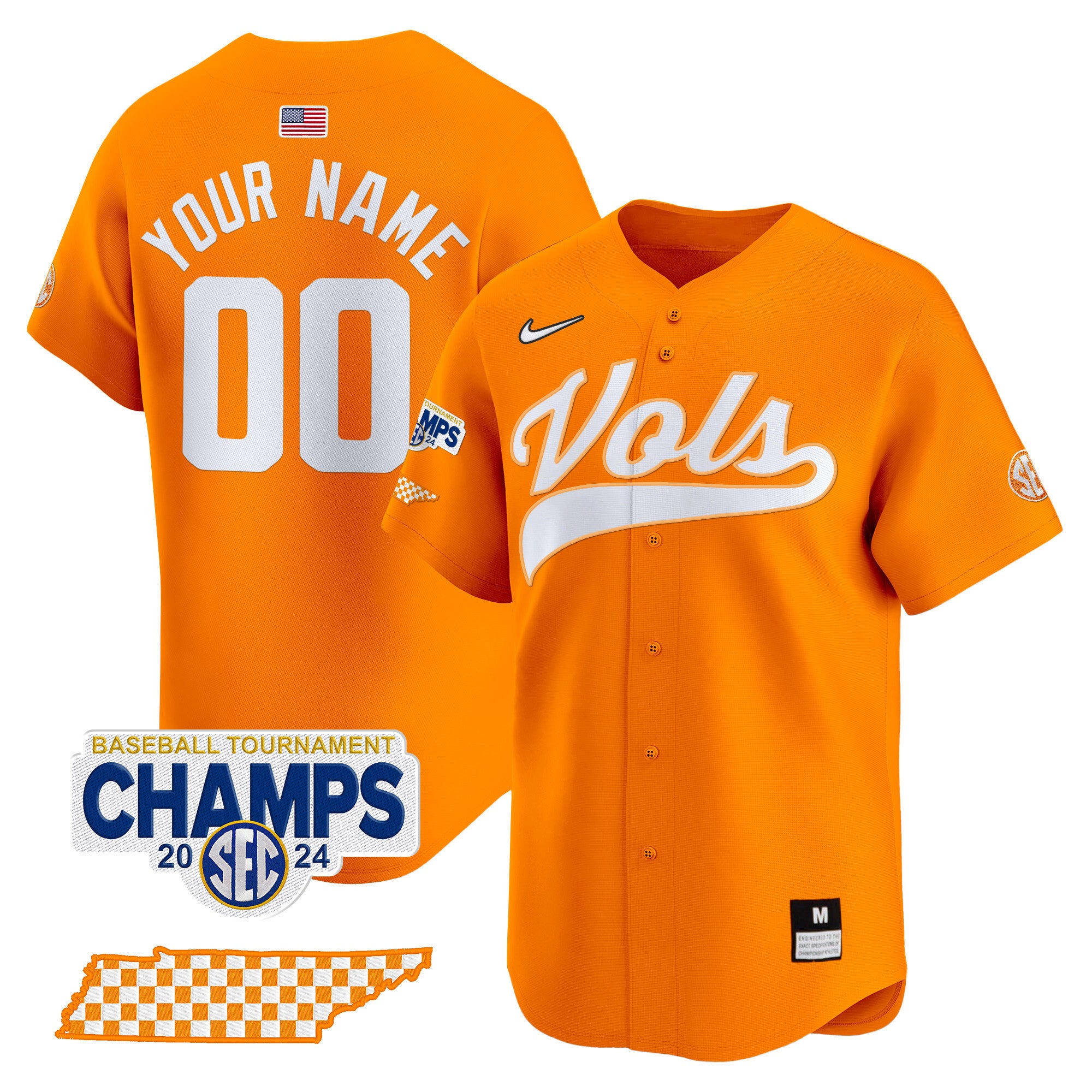 Tennessee Volunteers 2024 Tournament Champions Vapor Premier Limited Custom Jersey - All Stitched