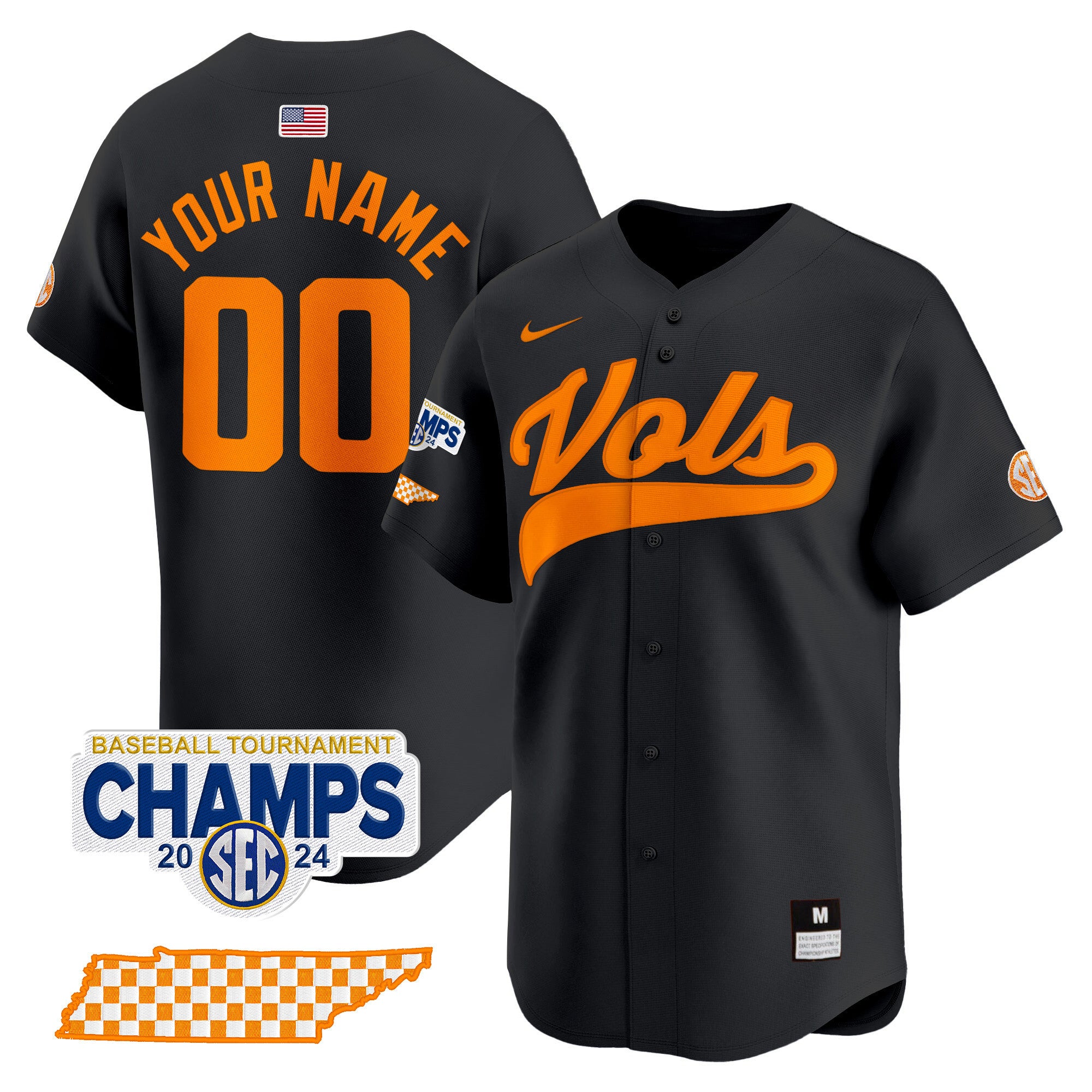 Tennessee Volunteers 2024 Tournament Champions Vapor Premier Limited Custom Jersey - All Stitched