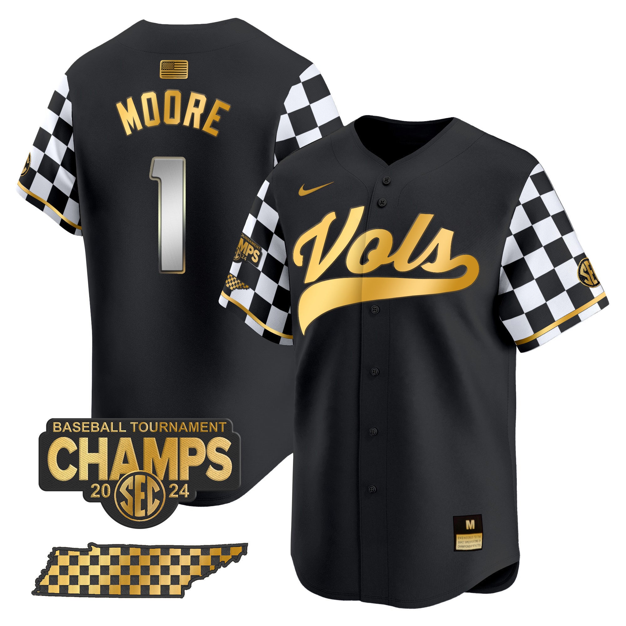 Men's Tennessee Volunteers Checkerboard 2024 Tournament Champions Vapor Premier Limited Jersey - All Stitched