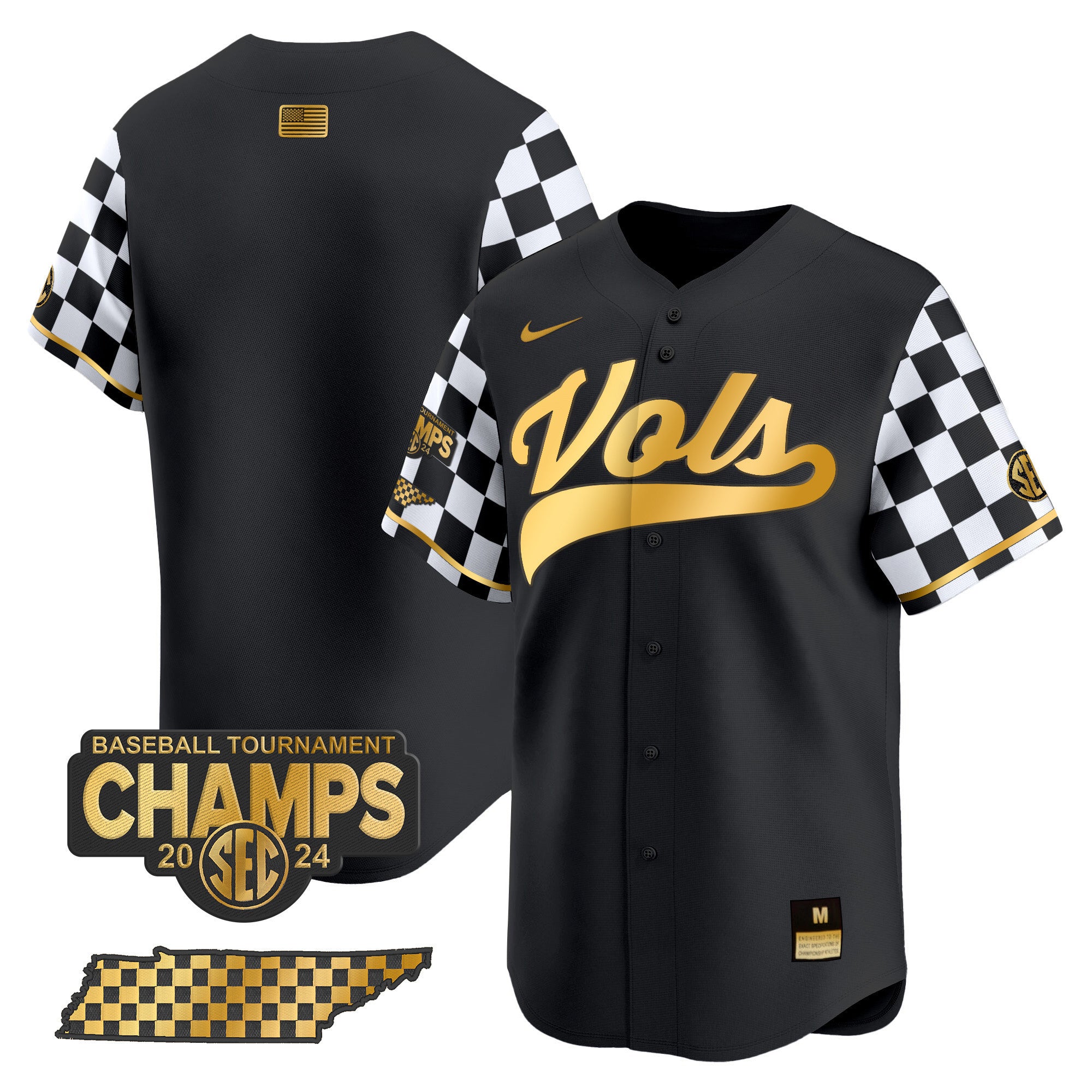Men's Tennessee Volunteers Checkerboard 2024 Tournament Champions Vapor Premier Limited Jersey - All Stitched