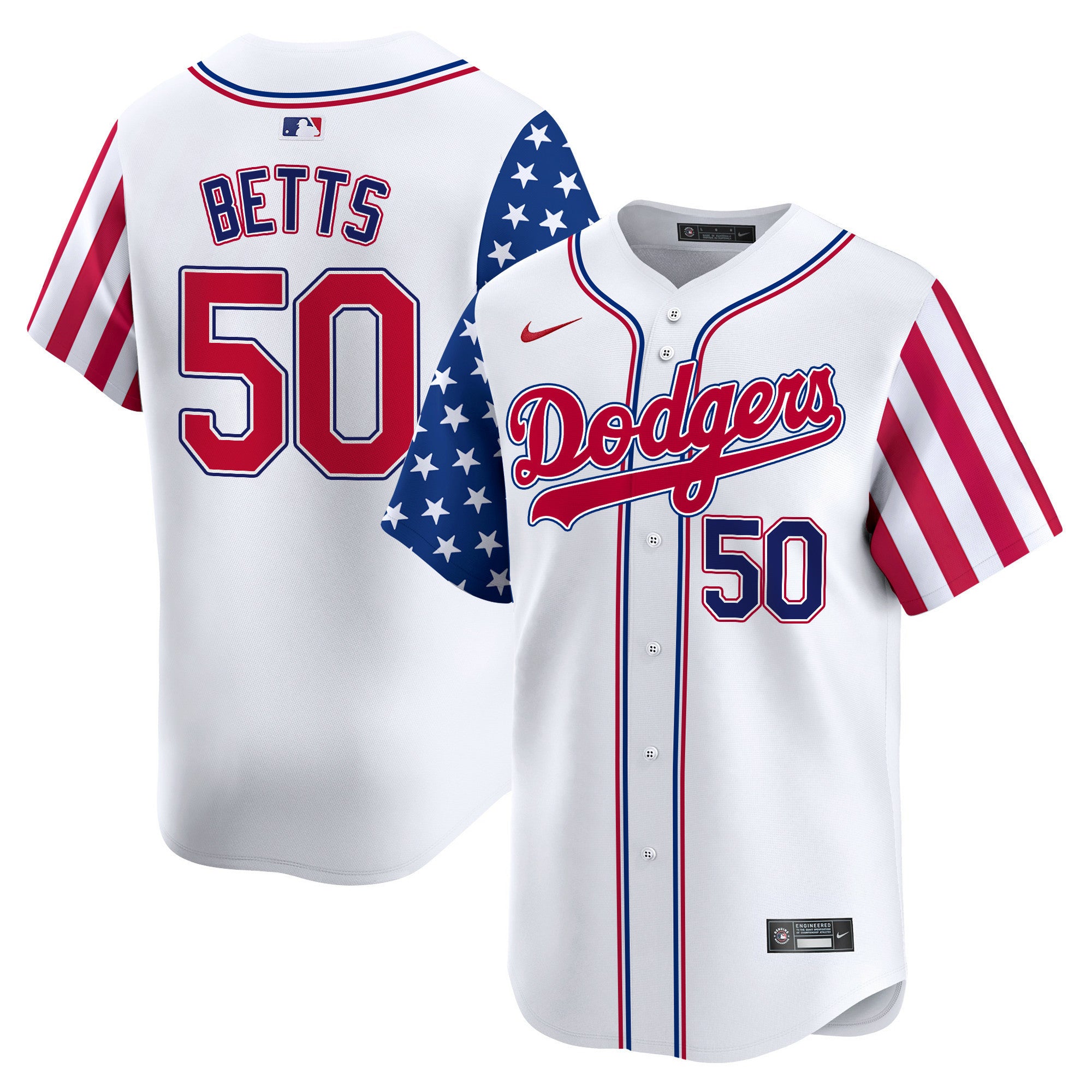 Dodgers White 2024 Independence Day Vapor Premier Limited Jersey V2 - All Stitched