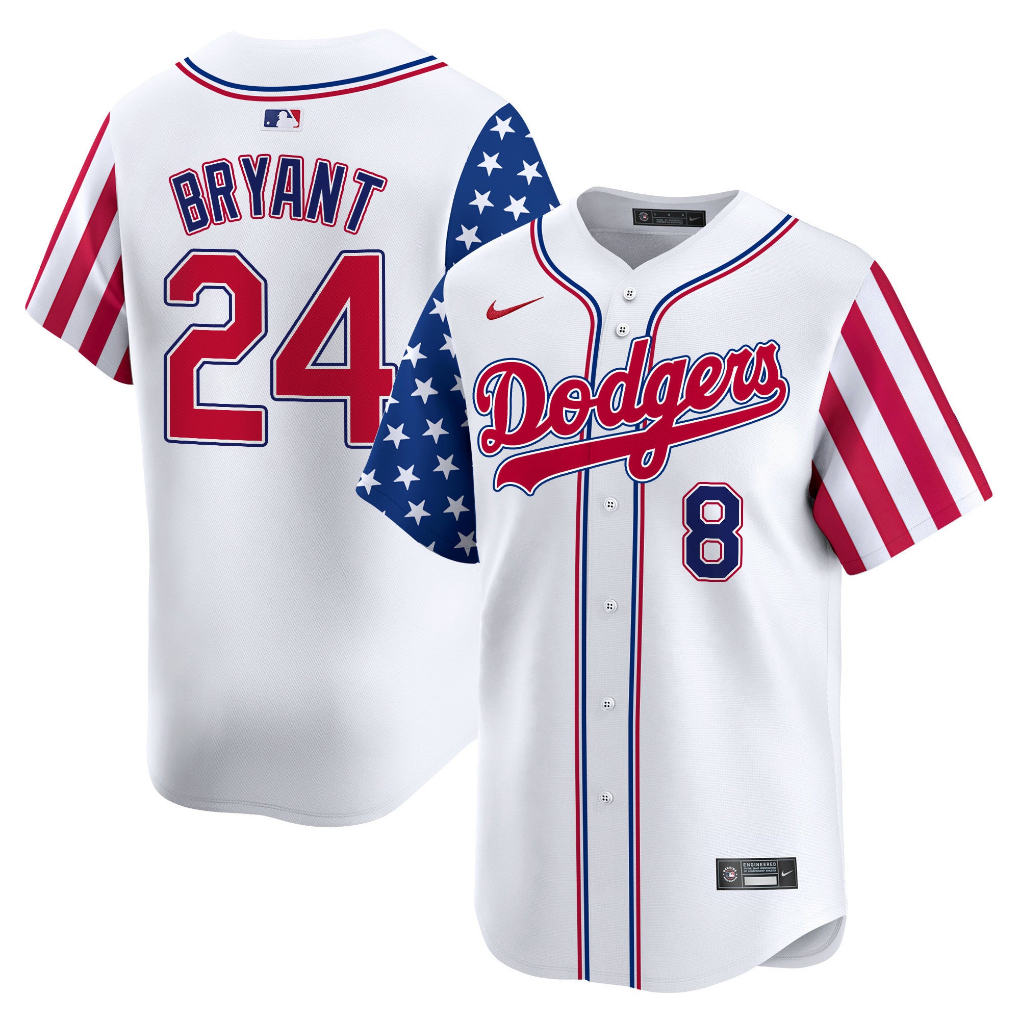 Dodgers White 2024 Independence Day Vapor Premier Limited Jersey V2 - All Stitched