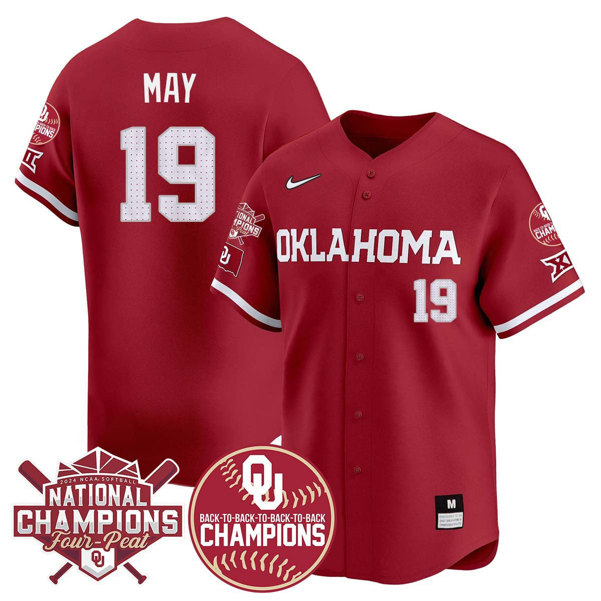 Men's size - Oklahoma Women's Back To National Champions Jersey 406VTTLJS002 - All Stitched