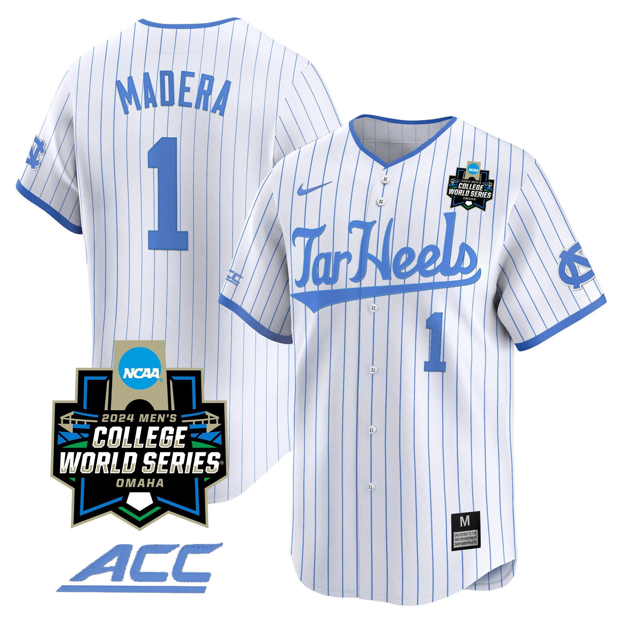 Men's North Carolina Tar Heels 2024 College World Series Vapor Premier Limited Jersey - All Stitched