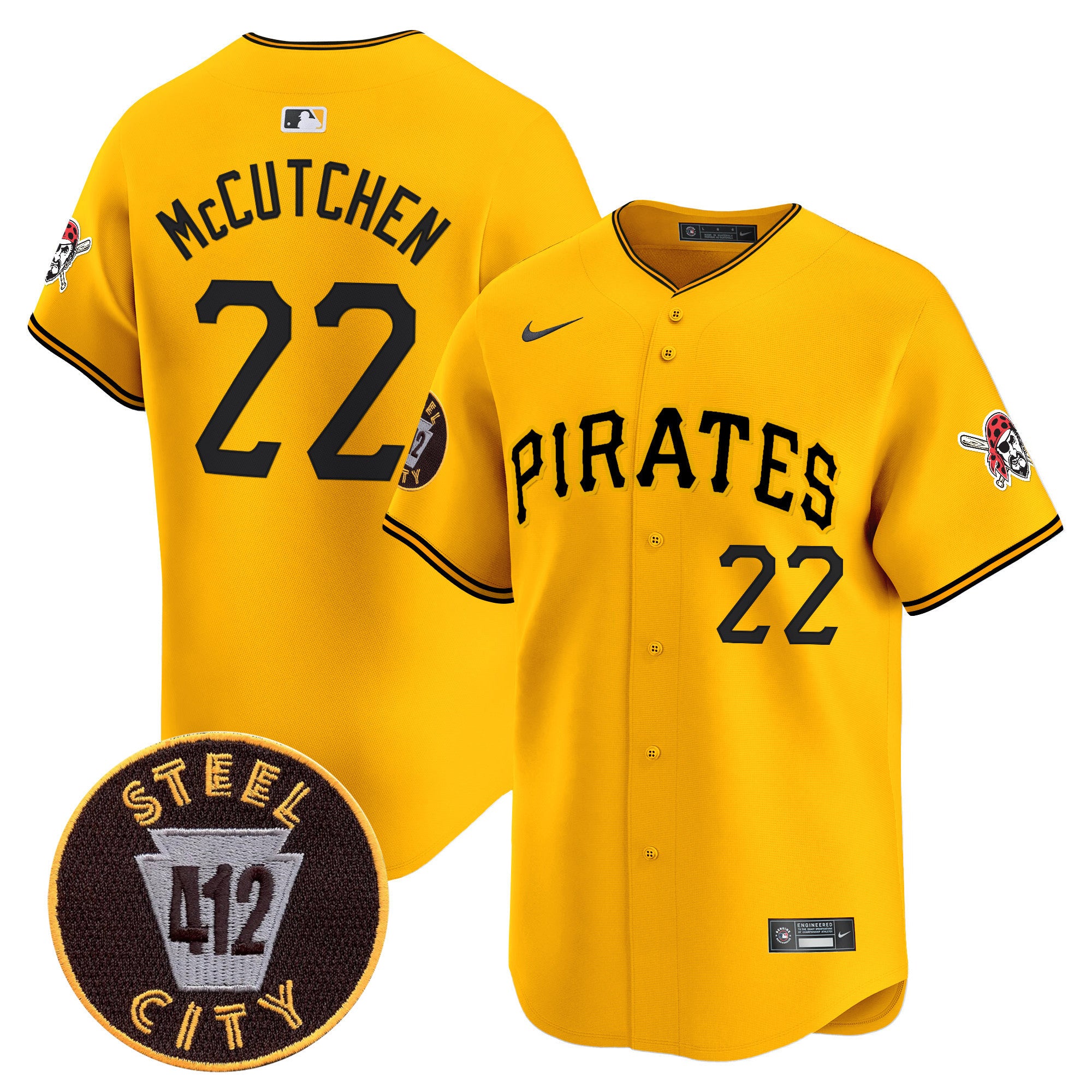 Men's Pittsburgh Pirates 412 Patch Vapor Premier Limited Jersey V3 - All Stitched