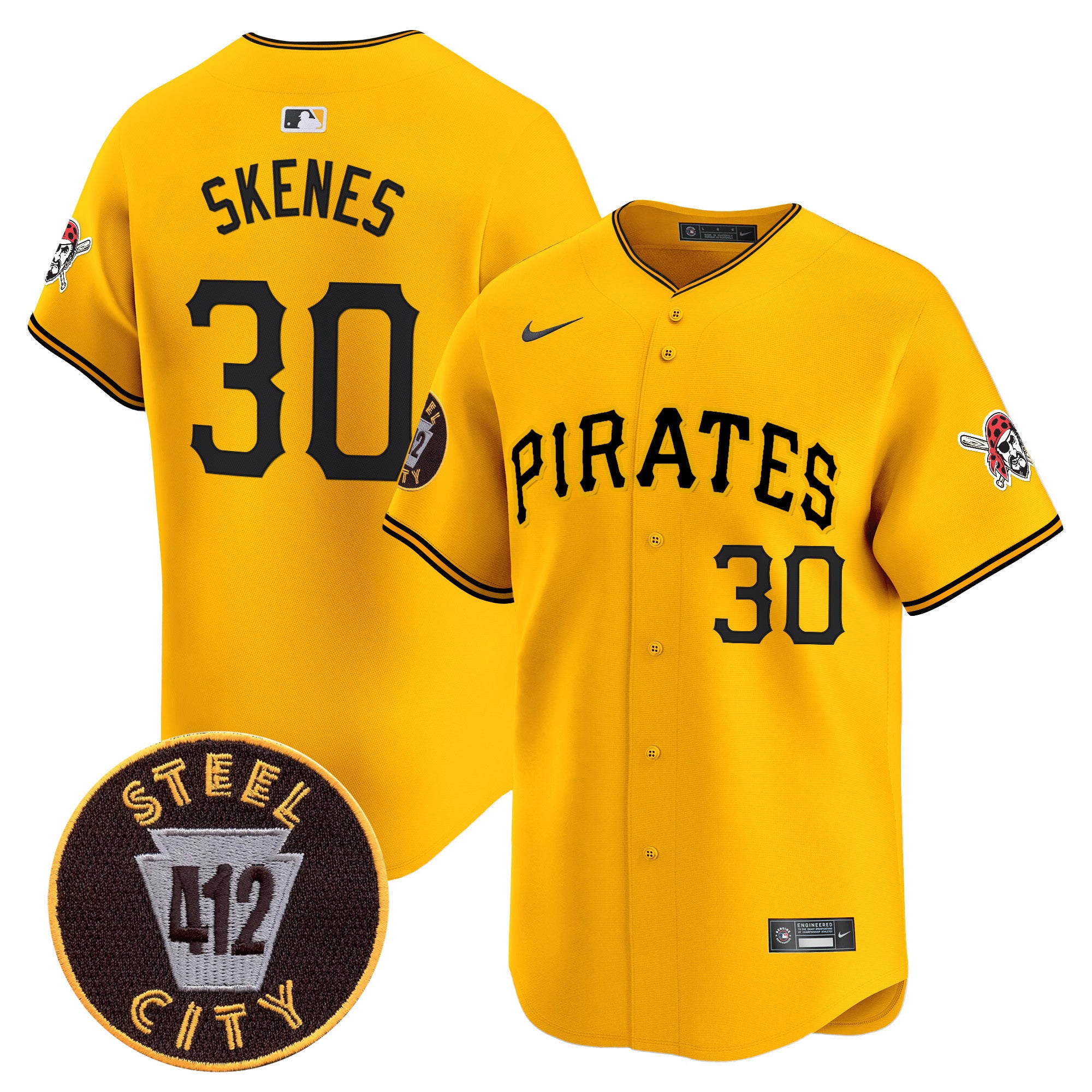 Men's Pittsburgh Pirates 412 Patch Vapor Premier Limited Jersey V3 - All Stitched