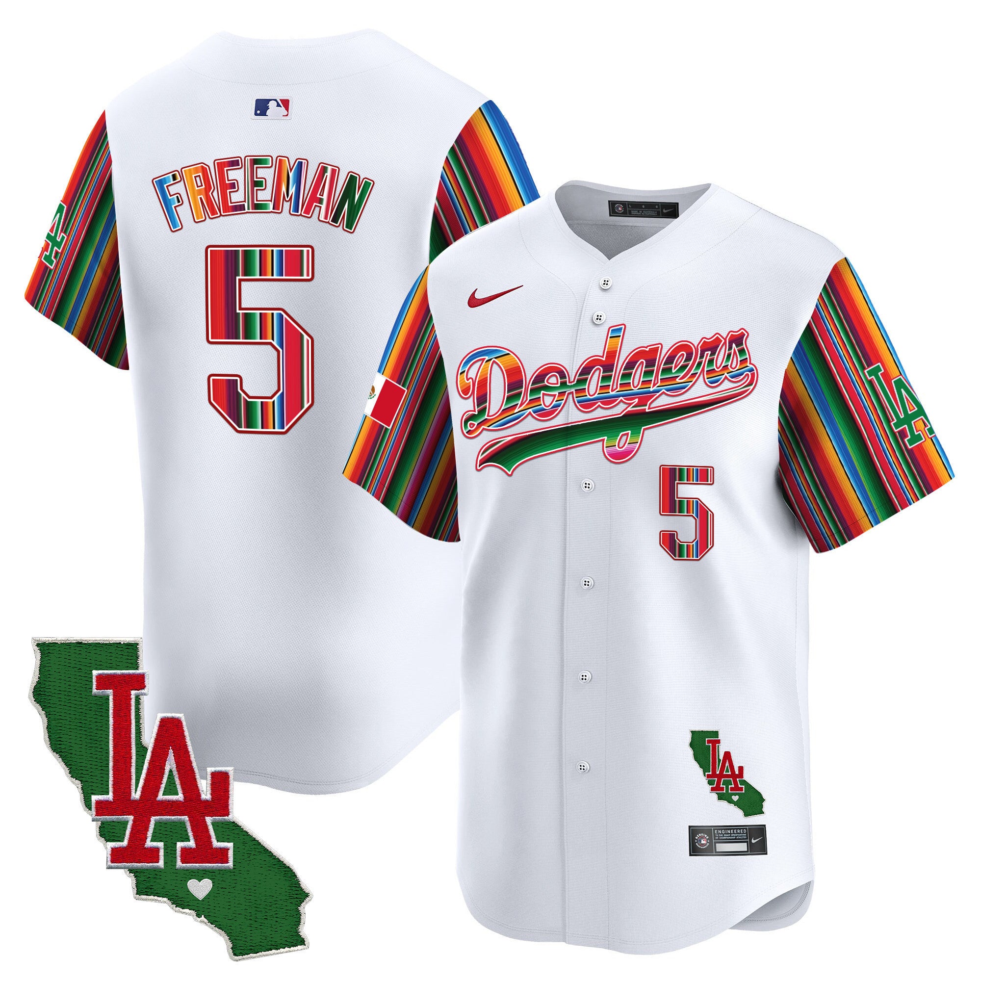 Men's Dodgers Mexico California Patch Vapor Premier Limited Jersey V5 - All Stitched