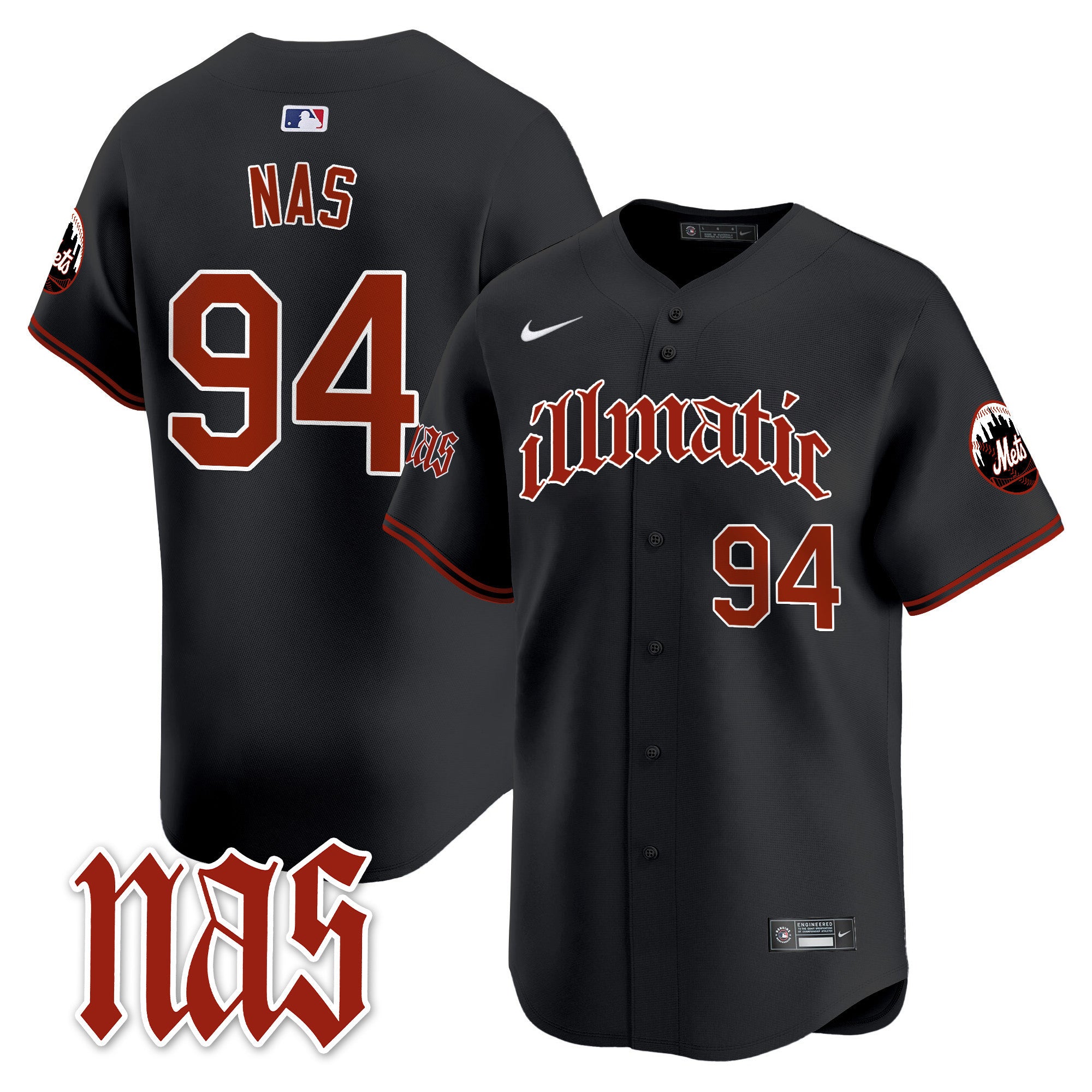 Men's Mets Nas Illmatic Vapor Premier Limited Jersey - All Stitched