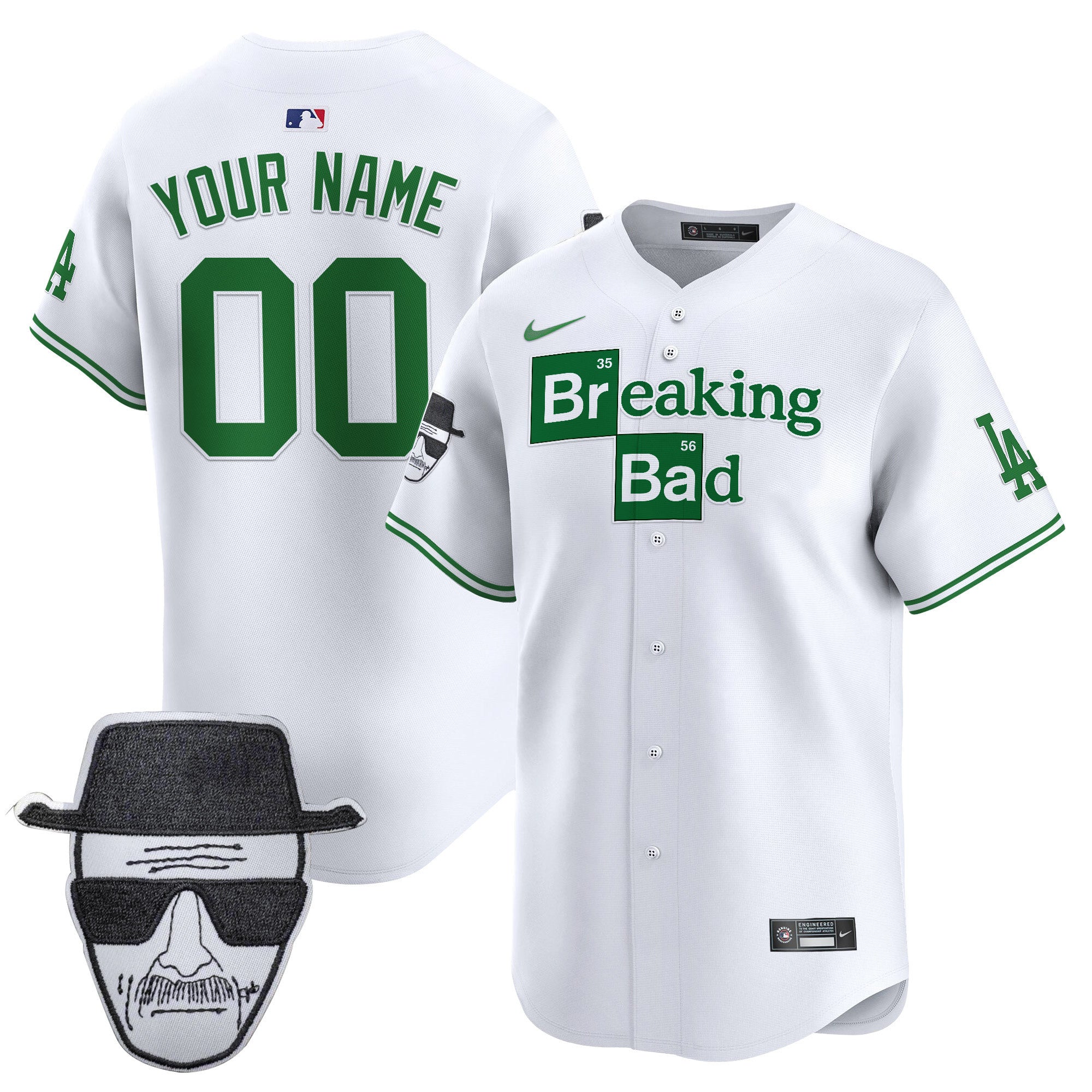 Dodgers Breaking Bad Walter White Patch Vapor Premier Limited Custom Jersey - All Stitched