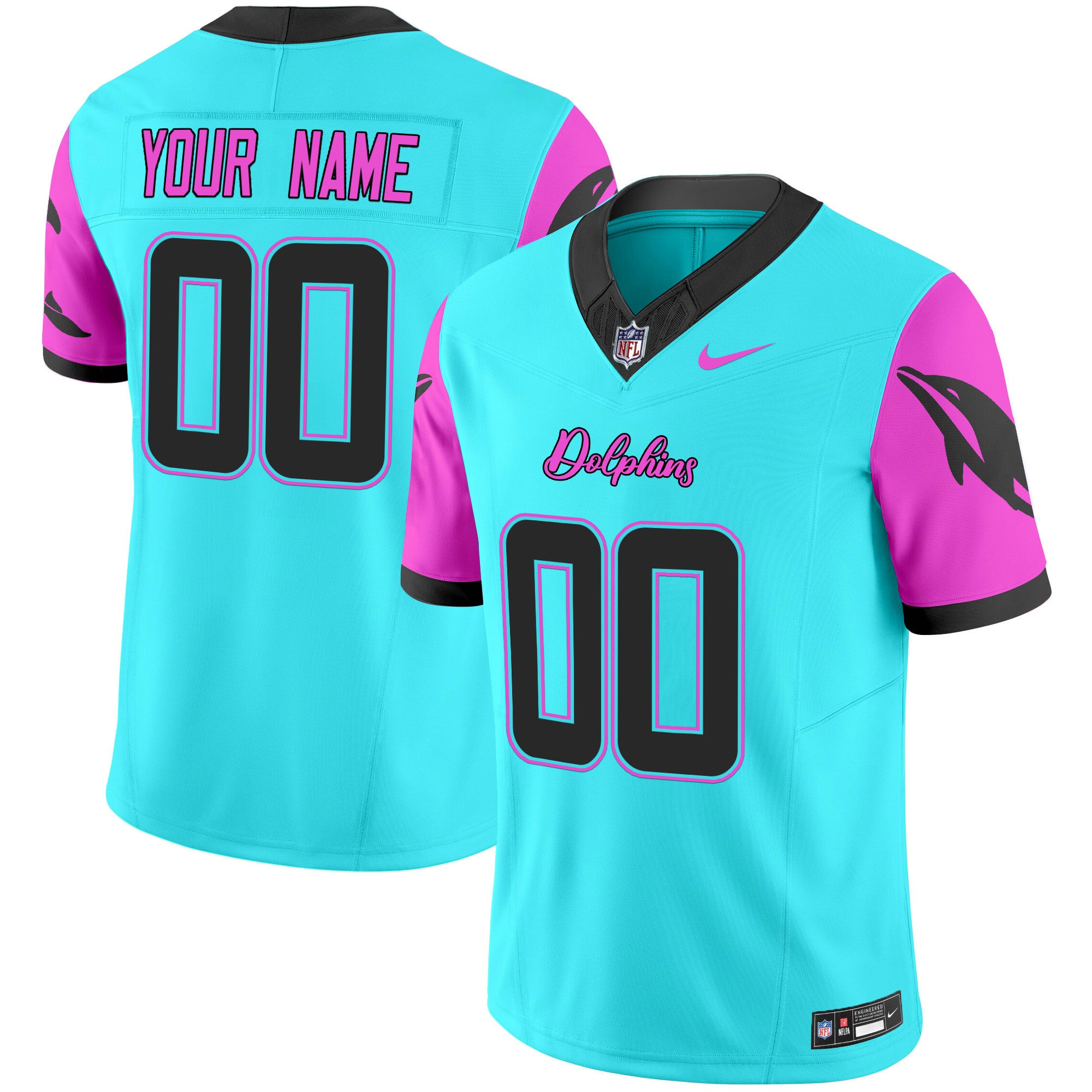 Custom Gender/Name Dolphins Miami Vice Vapor Limited Jersey - All Stitched
