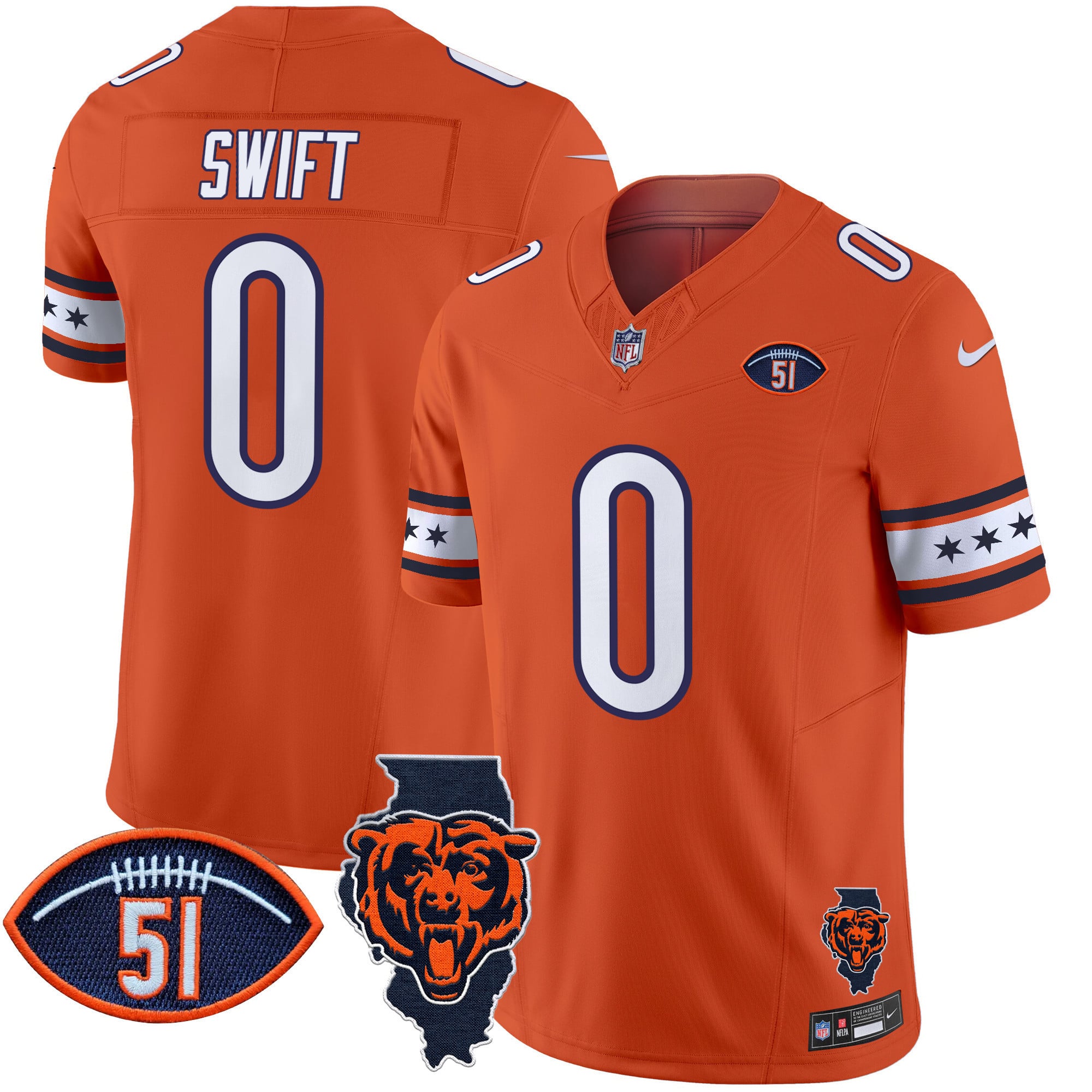 Men's Bears Illinois & Dick Butkus Patch Vapor Limited Jersey - All Stitched