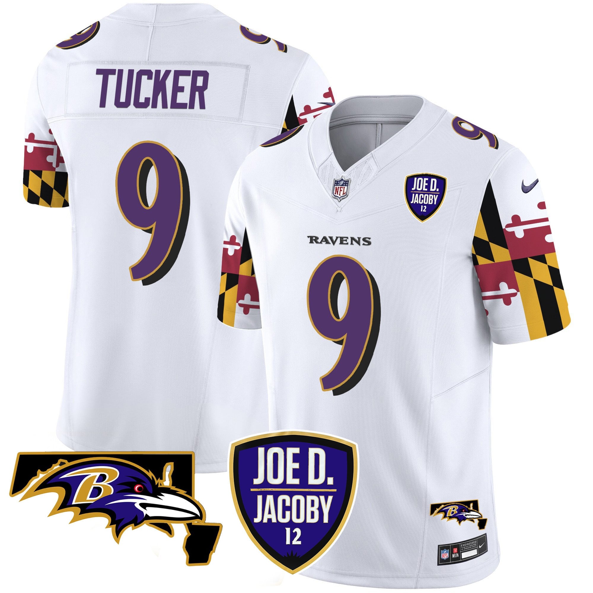 Men's Ravens Joe D & Jacoby Patch Vapor Limited Jersey V2 - All Stitched