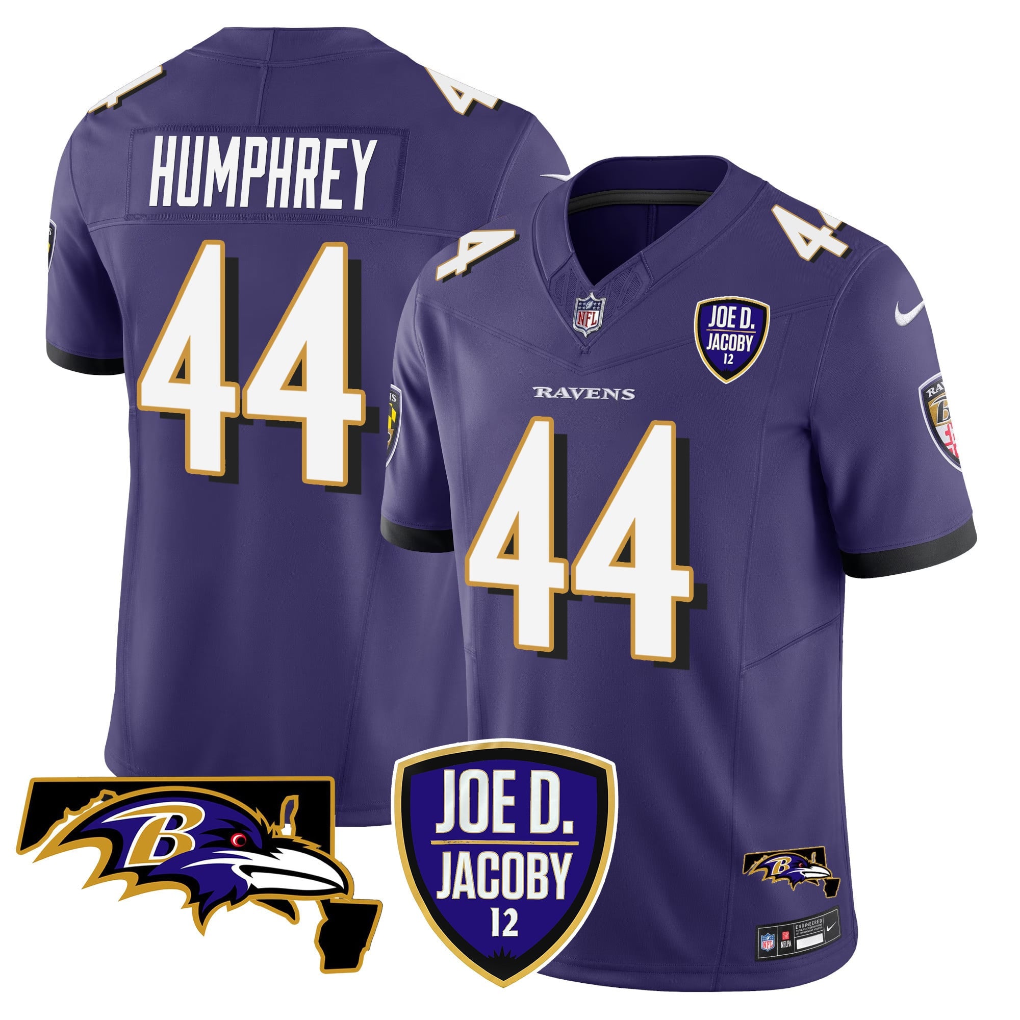 Men's Ravens Joe D & Jacoby Patch Vapor Limited Jersey - All Stitched
