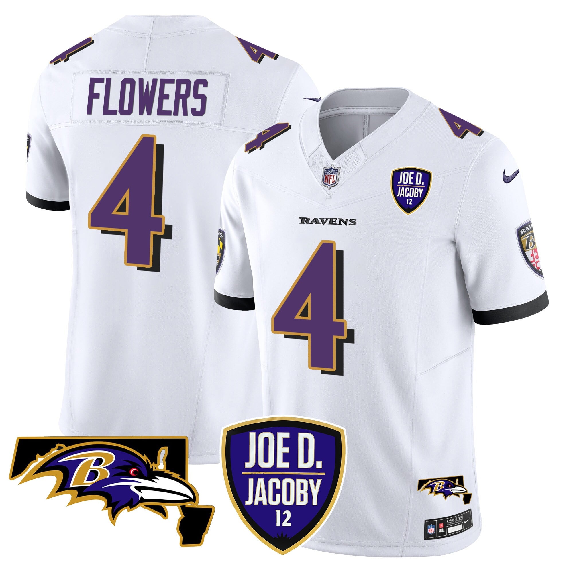 Men's Ravens Joe D & Jacoby Patch Vapor Limited Jersey - All Stitched