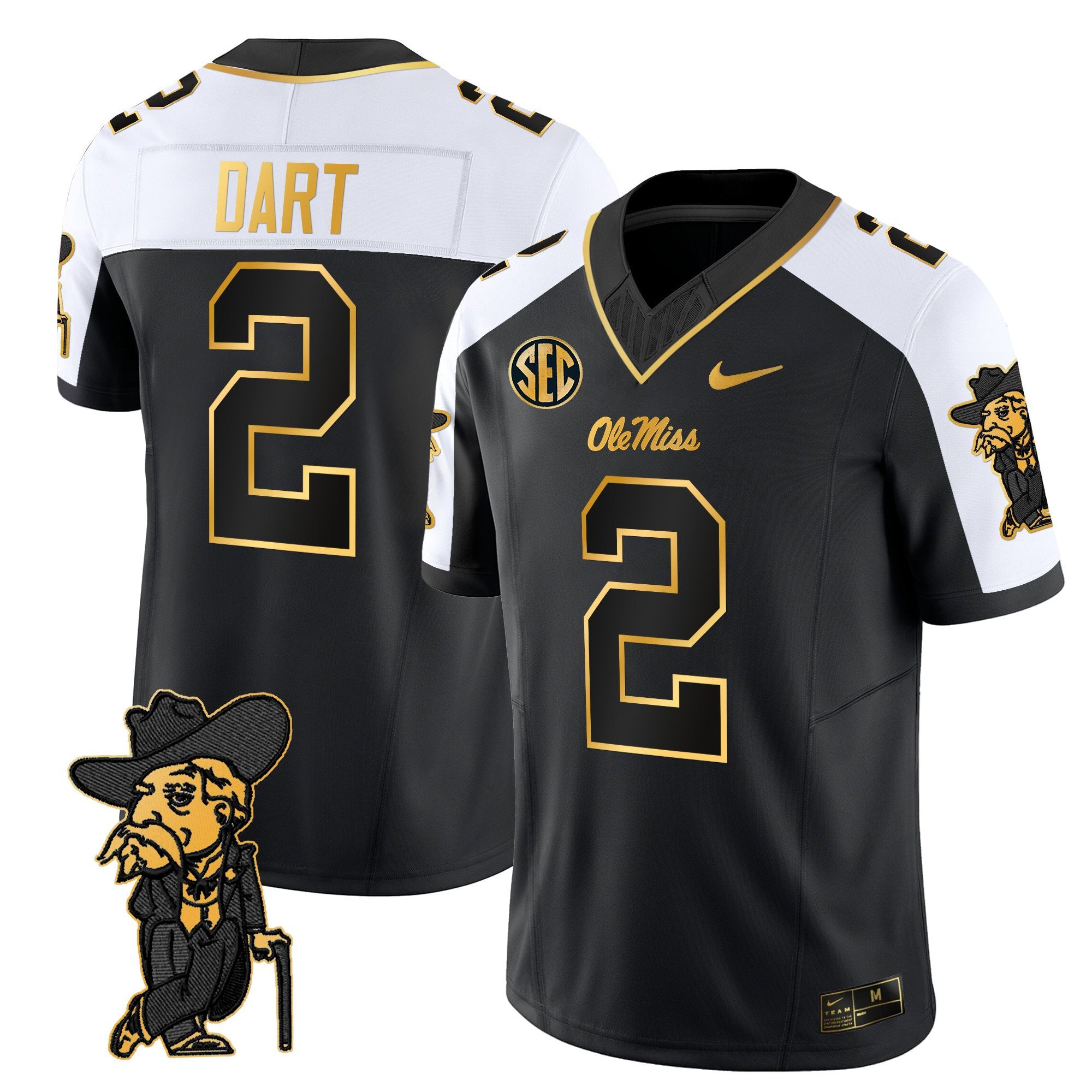 Men's Ole Miss Rebels 2025 Gold Vapor Limited Jersey - All Stitched