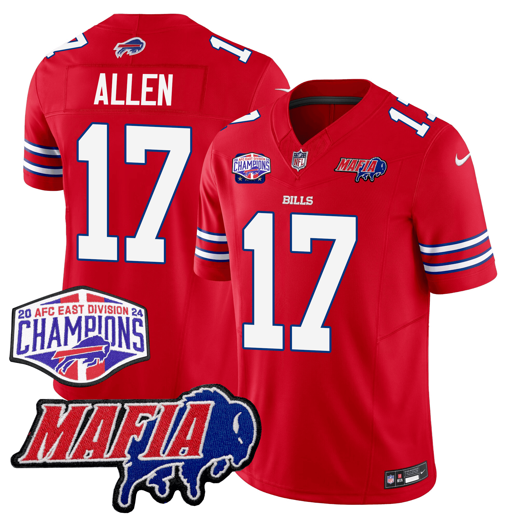 Men's Buffalo Bills 24/25 Jersey - Bills Mafia + AFC East Championship Patch