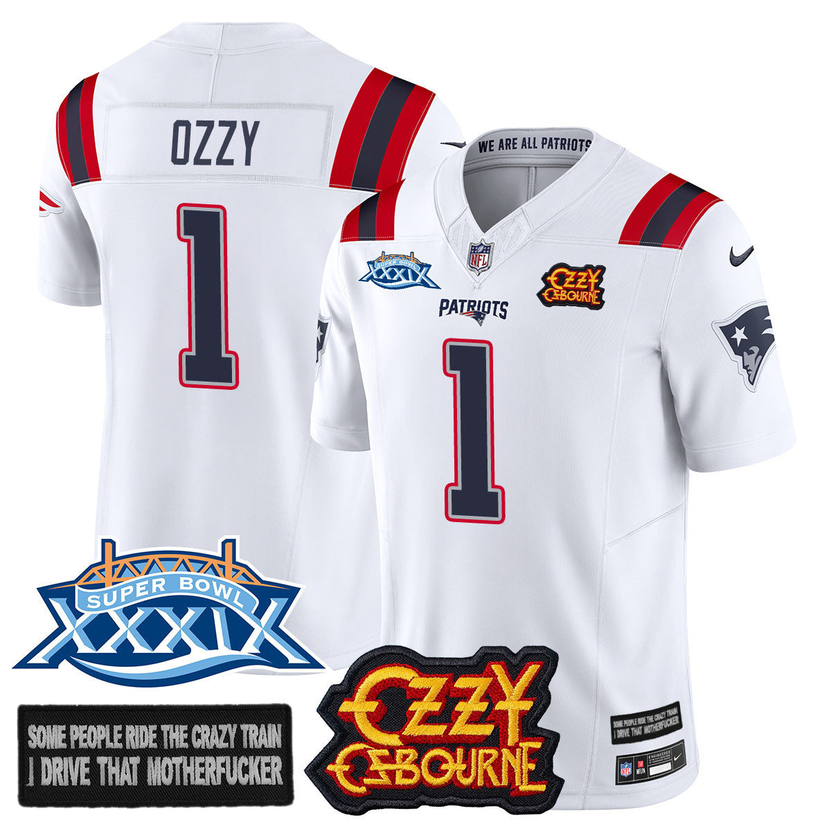 Men's New England Patriots Ozzy Osbourne Jersey - Memories Super Bowl XXXIX - All Stitched