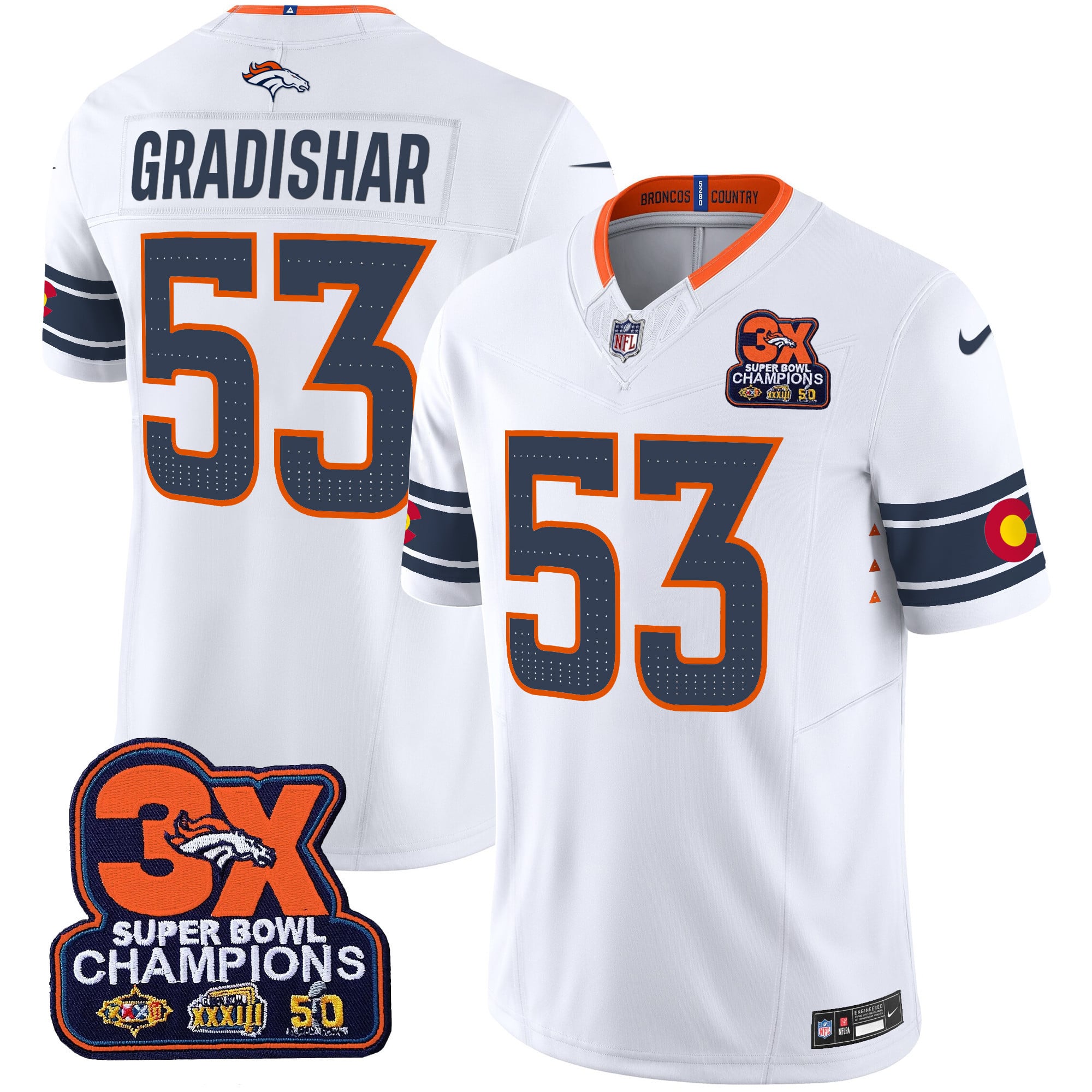 Men's Denver Broncos 3x Patch Colorado Flag Vapor Limited Jersey - All Stitched