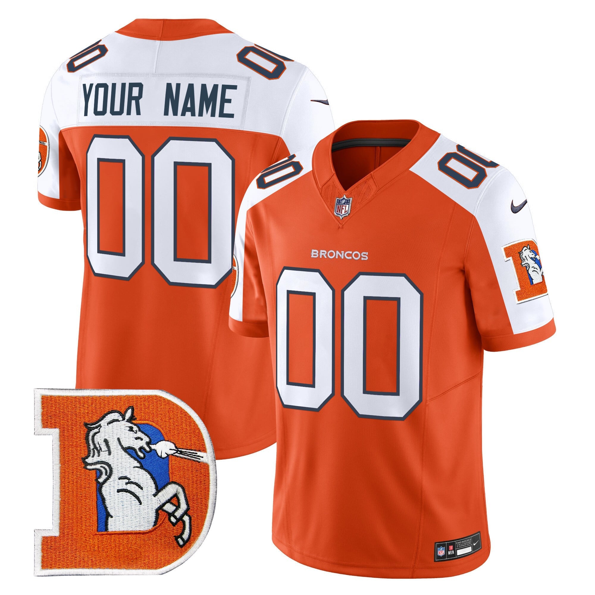 Custom Denver Broncos Throwback Vapor Limited Jersey V2 - All Stitched