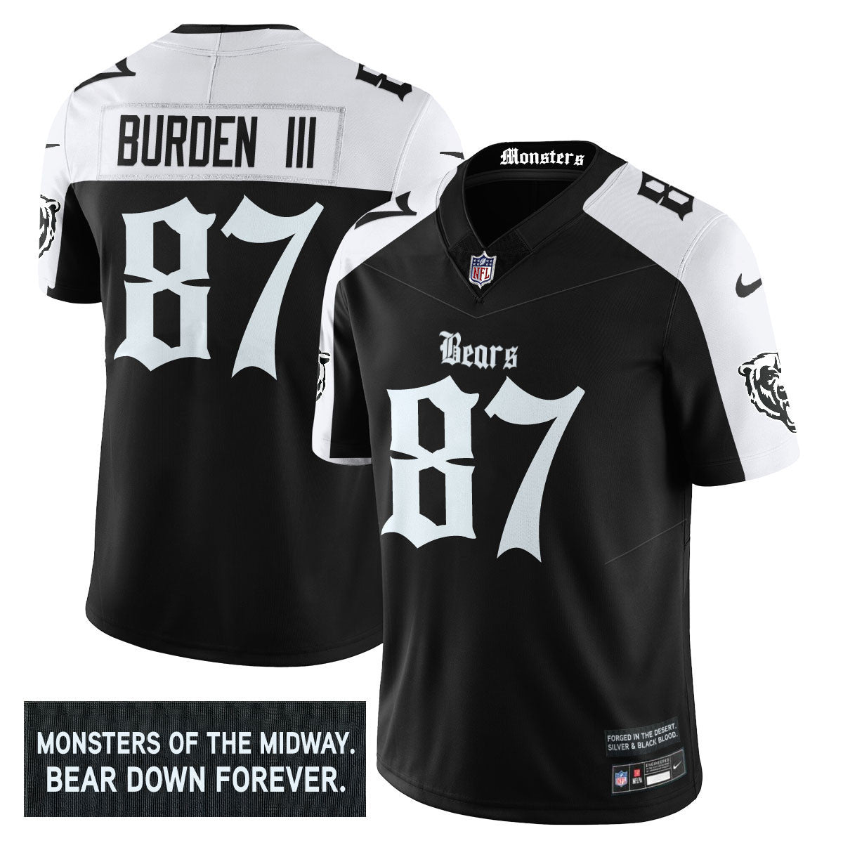 Men's Chicago Bears 'Gothic Monsters Edition' Vapor Limited Jersey - All Stitched