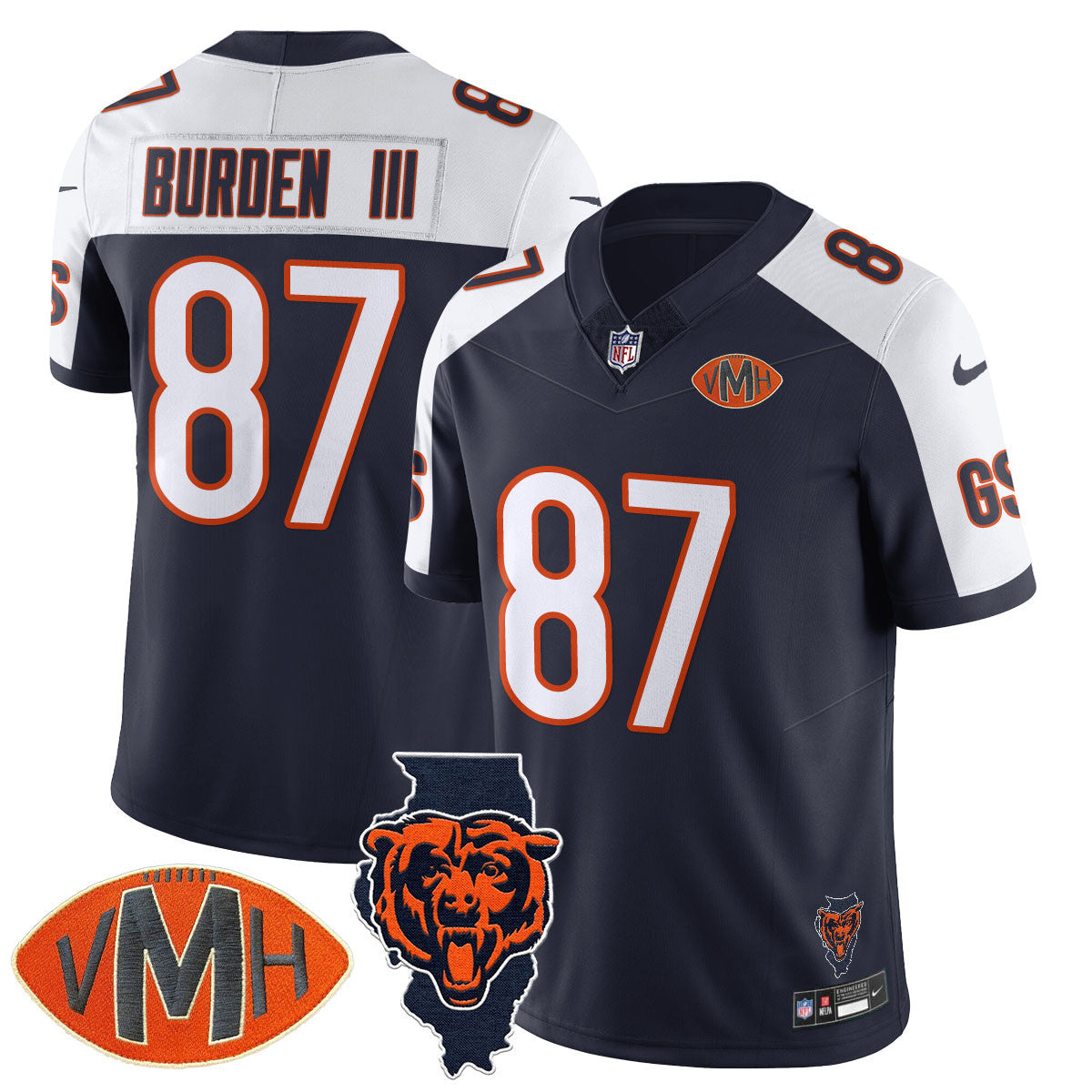 Custom Chicago Bears Honor Virginia Halas McCaskey Jersey - All Stitched