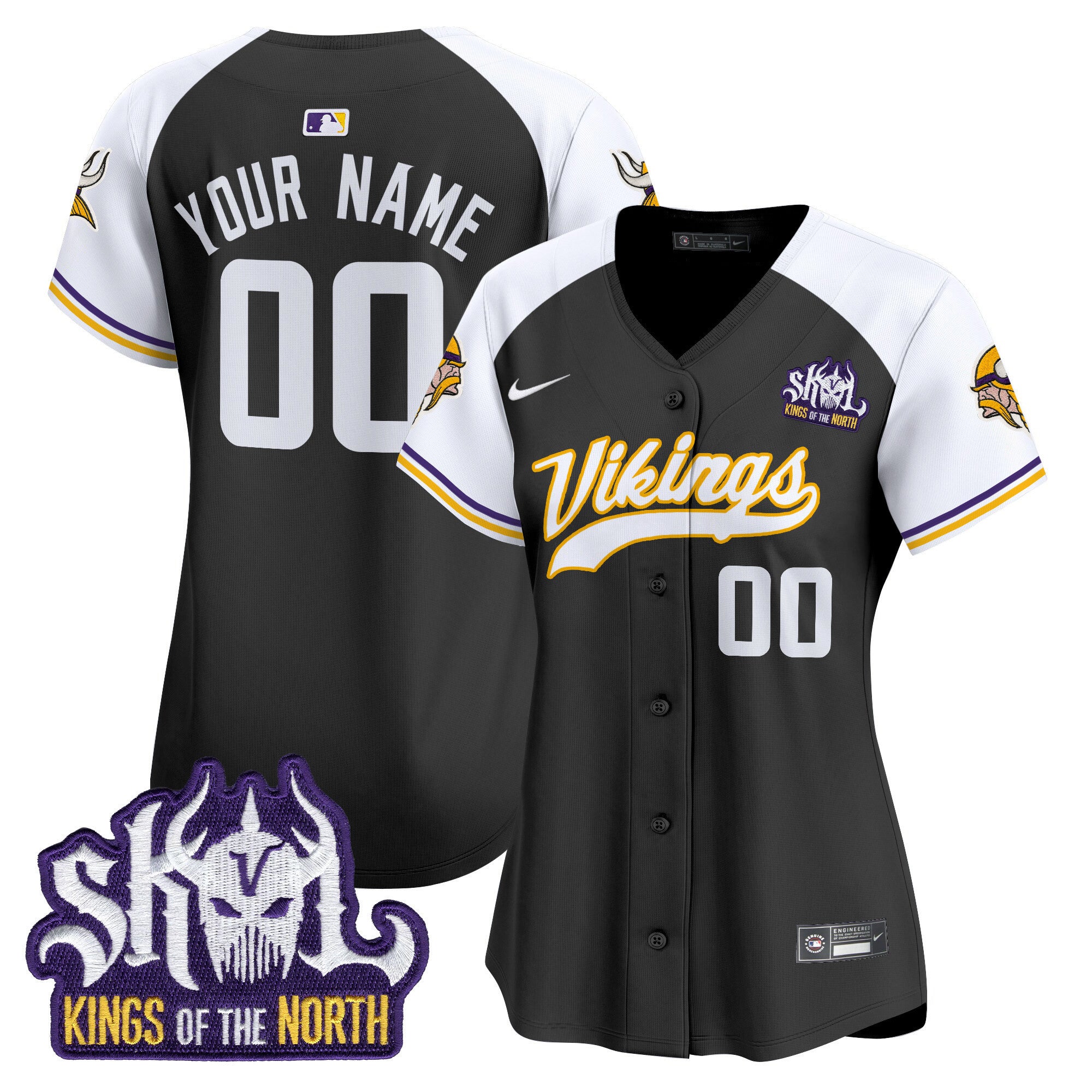 Minnesota Vikings King Of The North Patch Throwback Vapor Premier Limited Custom Jersey - All Stitched