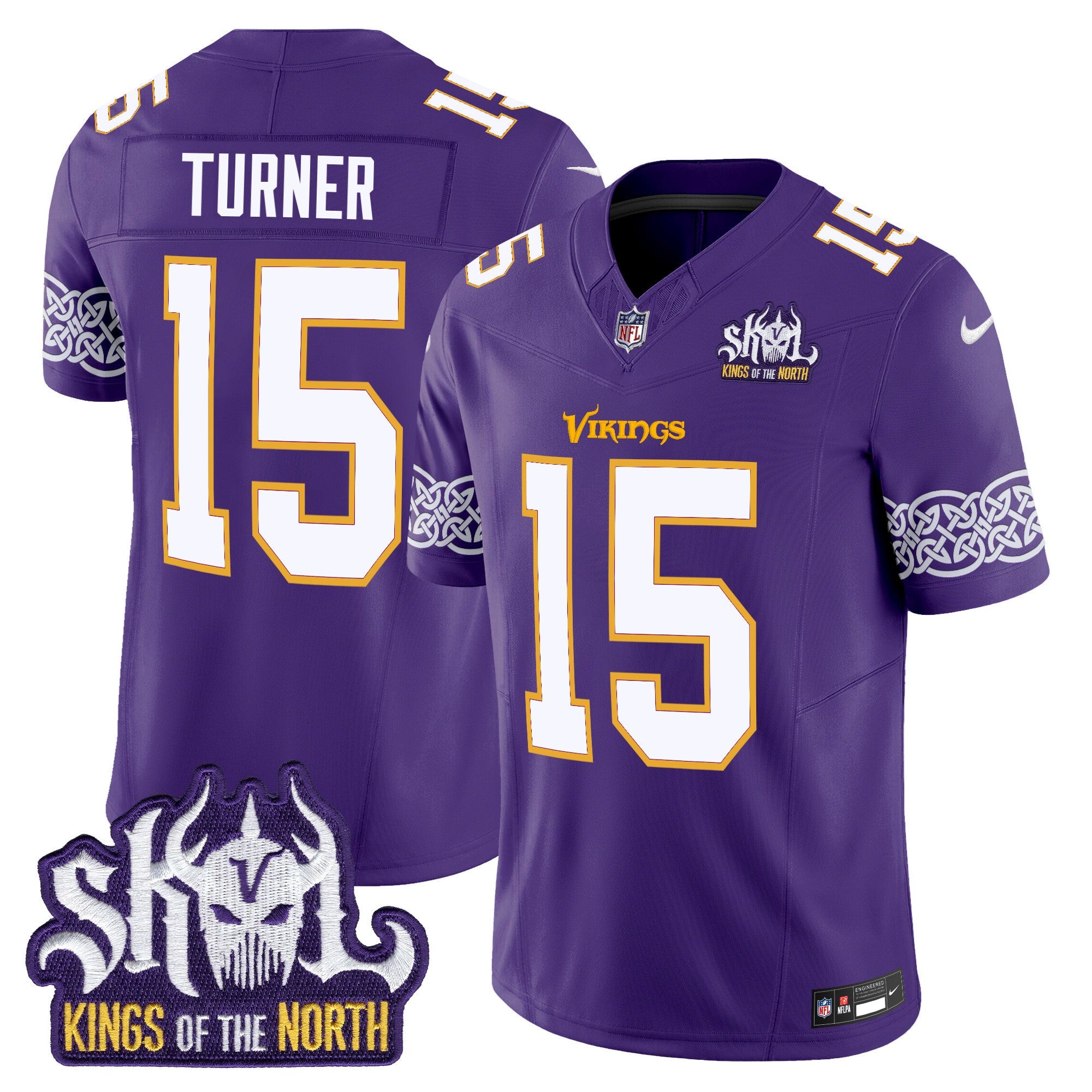 Men's Minnesota Vikings King Of The North Patch Throwback Vapor Limited Jersey V2 - All Stitched
