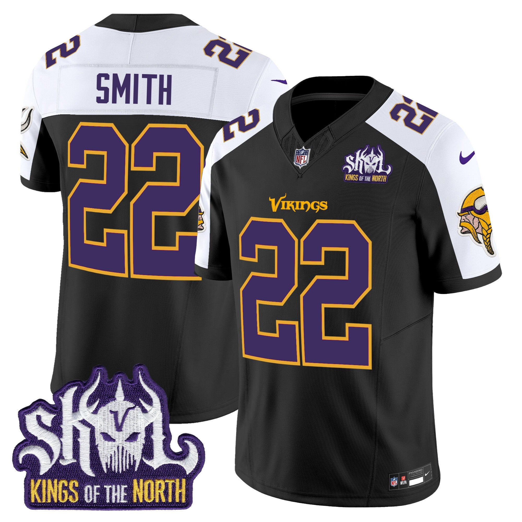 Men's Minnesota Vikings King Of The North Patch Throwback Vapor Limited Jersey V2 - All Stitched