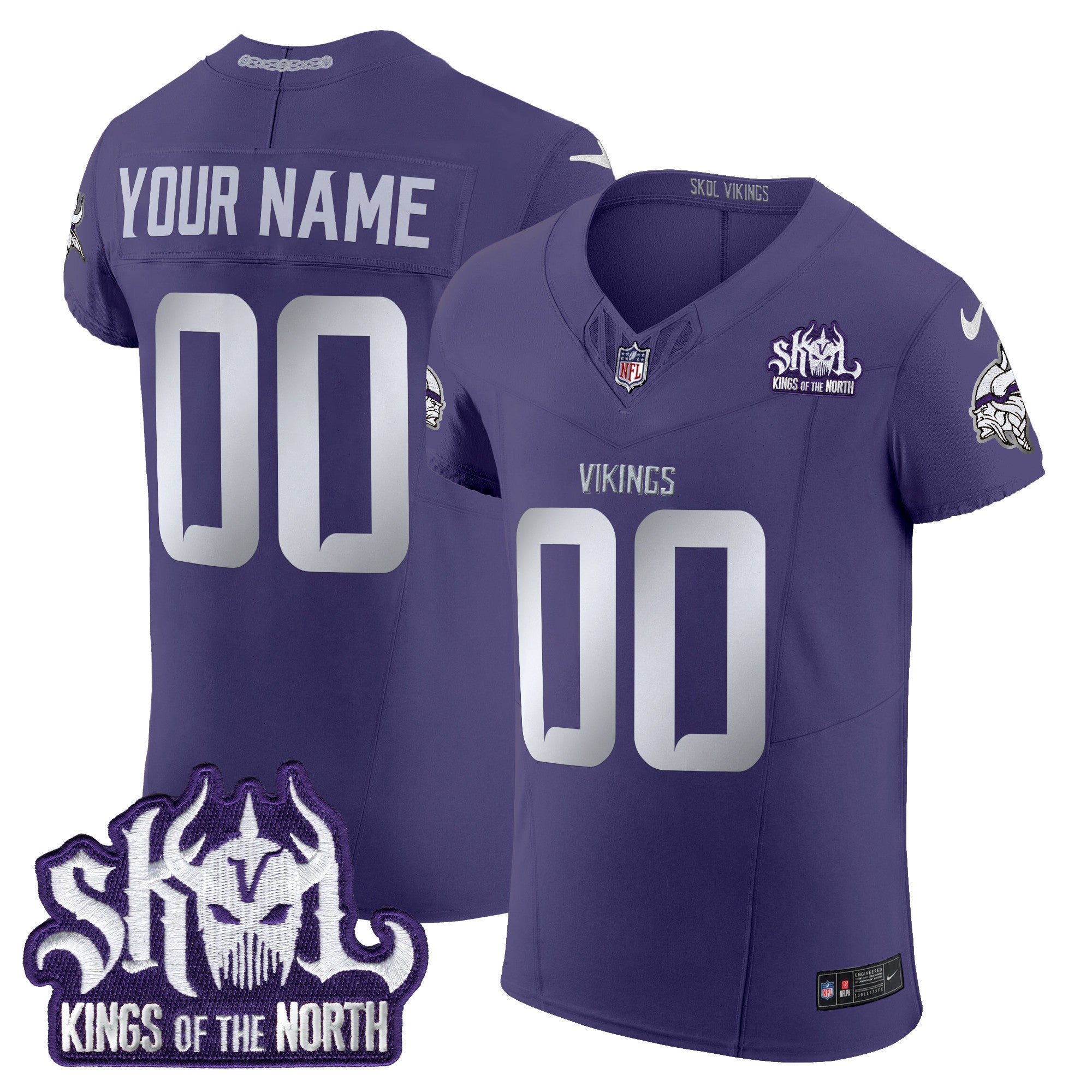 Minnesota Vikings 2024 Winter Warrior Skol Patch Vapor Elite Custom Jersey - All Stitched