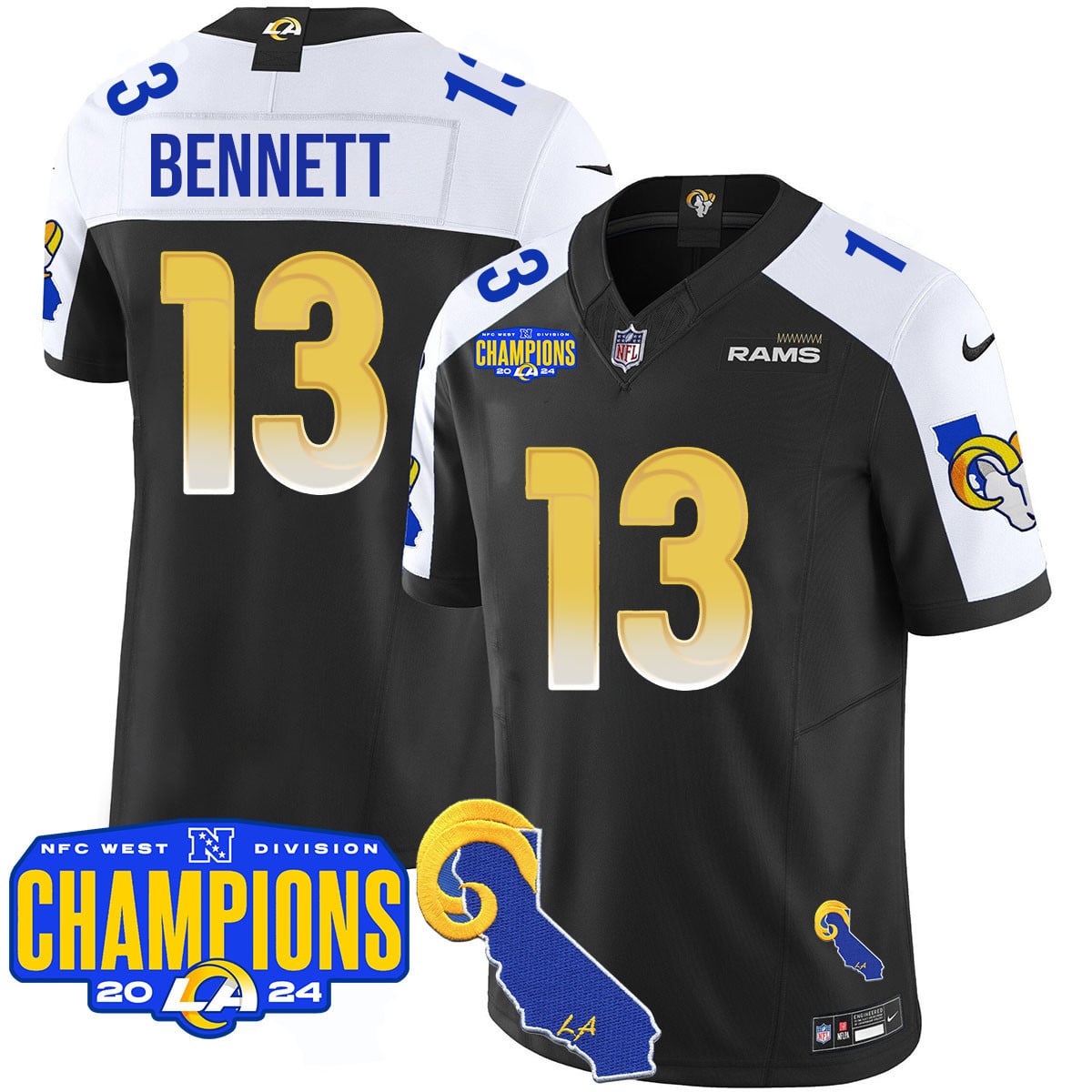 Men's Los Angeles Rams 2024 NFC West Division Champions Jersey - All Stitched