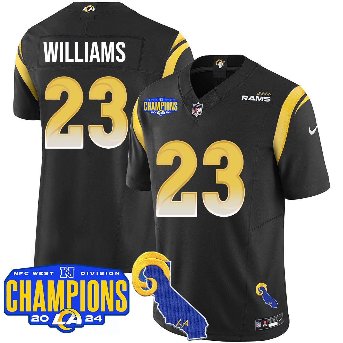 Men's Los Angeles Rams 2024 NFC West Division Champions Jersey - All Stitched