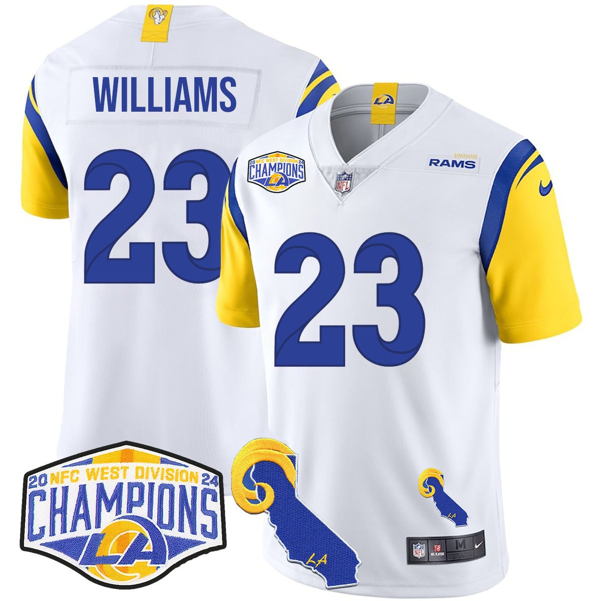 Men's Los Angeles Rams 2024 NFC West Division Champions Jersey N1 - All Stitched