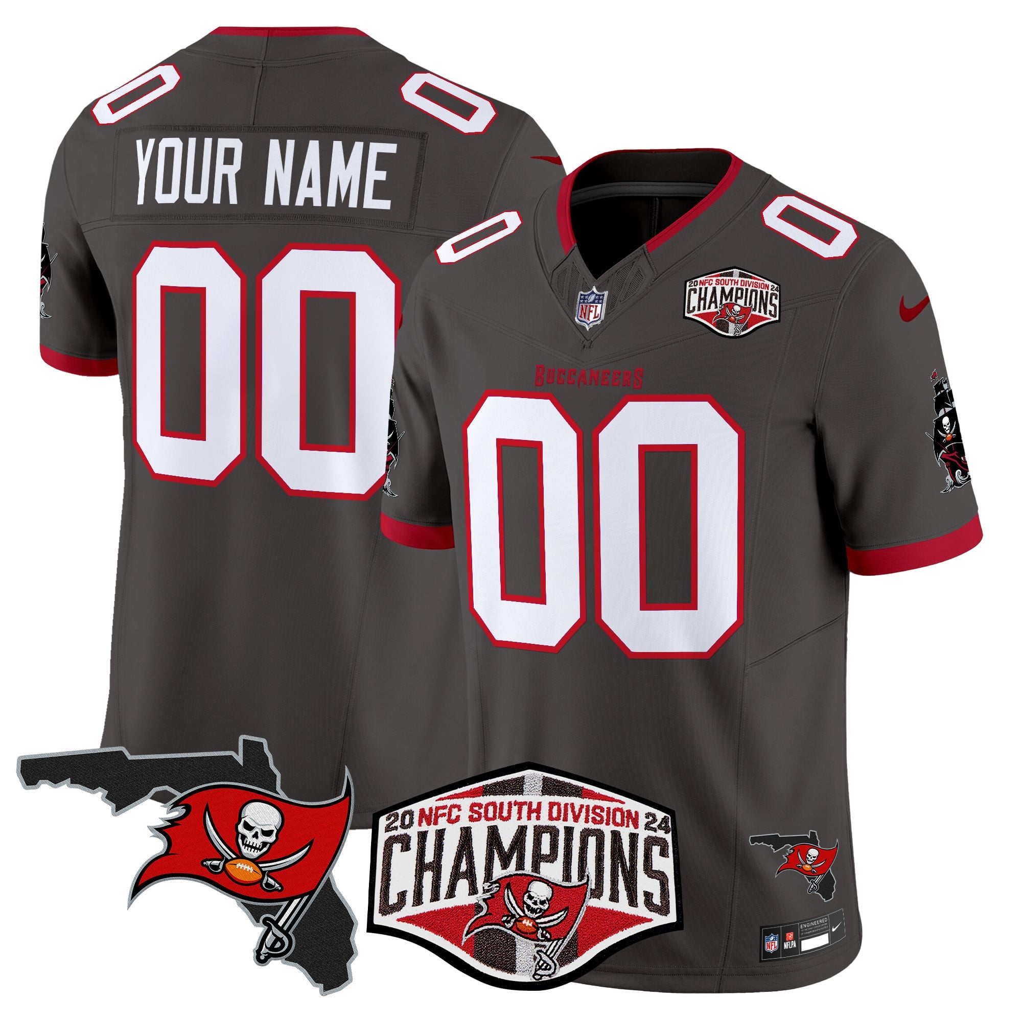 Buccaneers 2024 NFC South Division Champions Patch Vapor Limited Custom Jersey - All Stitched