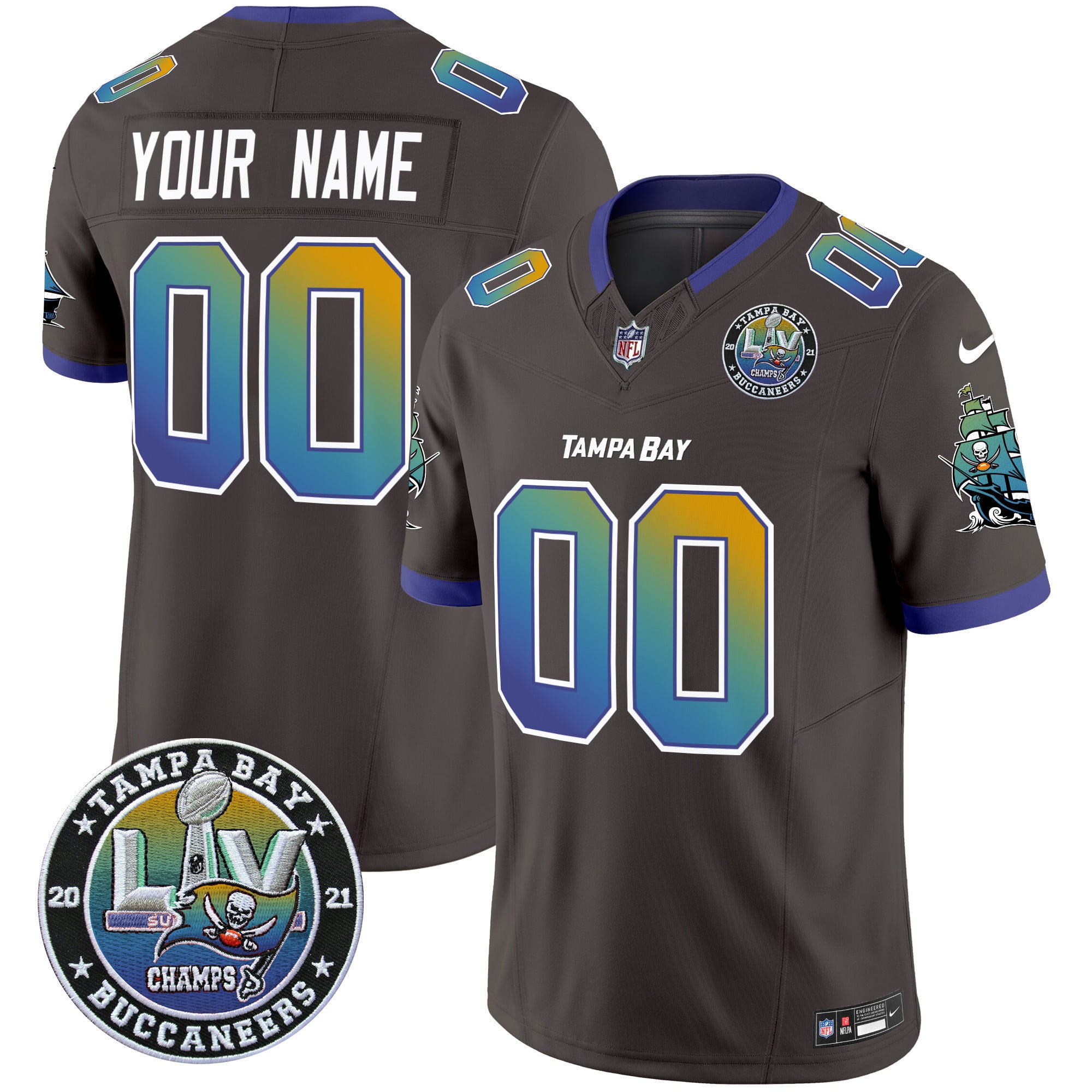 Custom Gender/Name Buccaneers Tampa City Super Bowl LIV Patch Vapor Limited Jersey - All Stitched