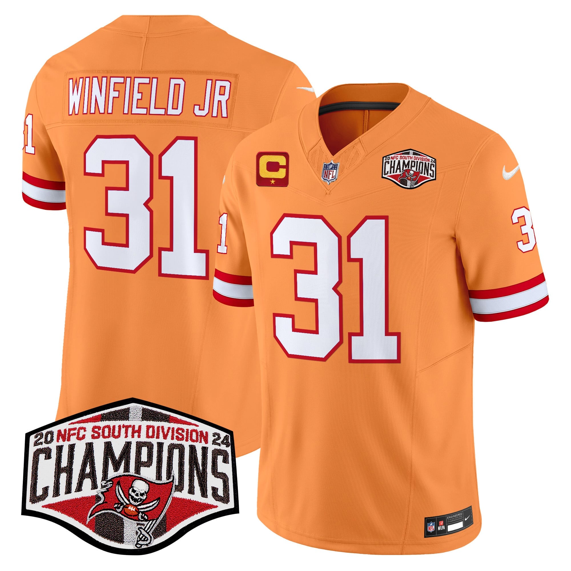 Men's Tampa Bay Buccaneers Throwback 2024 NFC South Division Champions Patch Vapor Limited Jersey - All Stitched