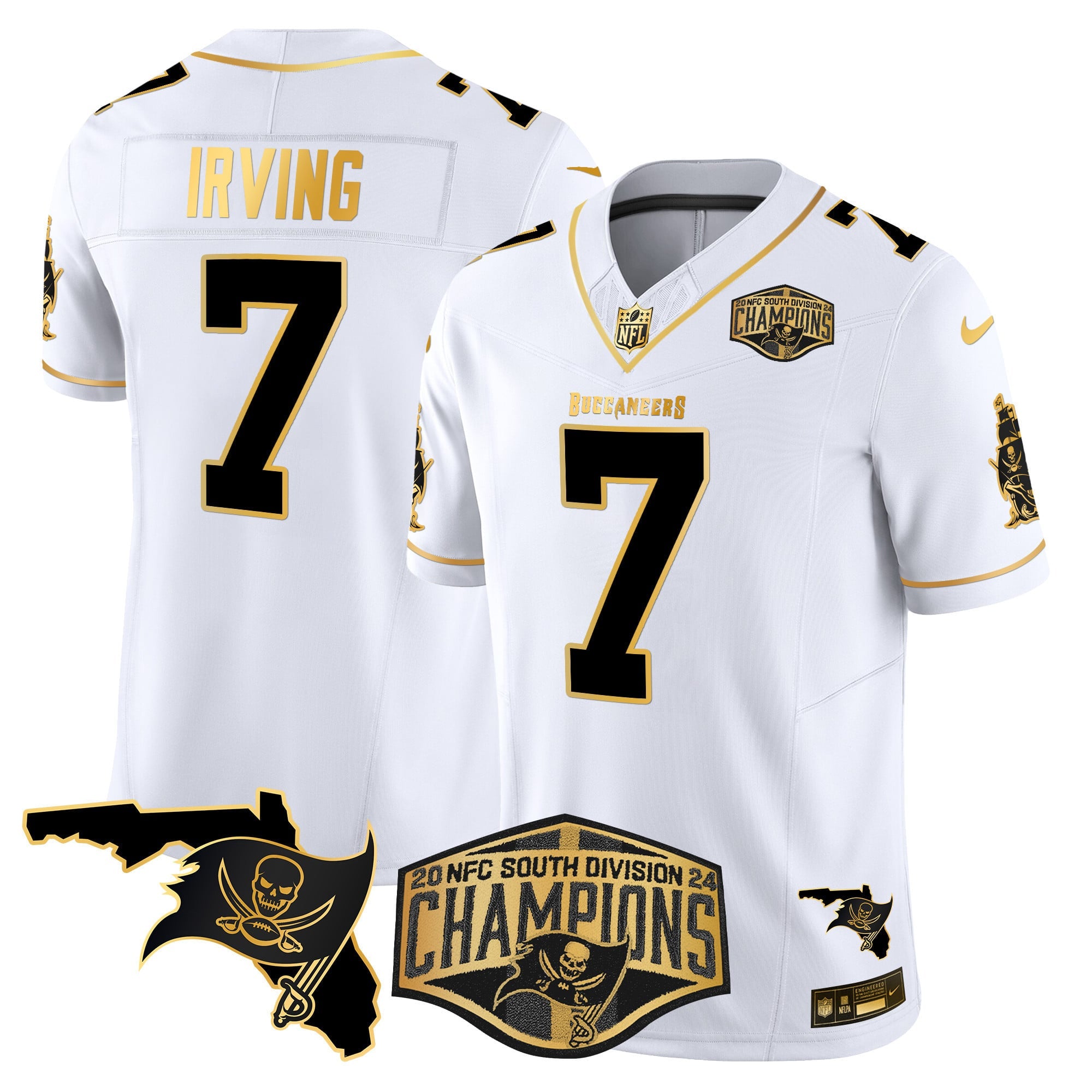 Men's Buccaneers 2024 NFC South Division Champions Patch Gold Vapor Limited Jersey - All Stitched