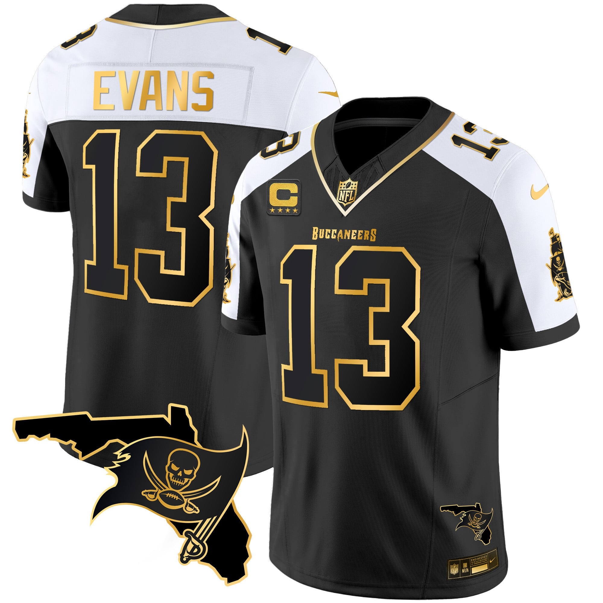 Men's Buccaneers Florida Patch Vapor Gold Jersey - All Stitched