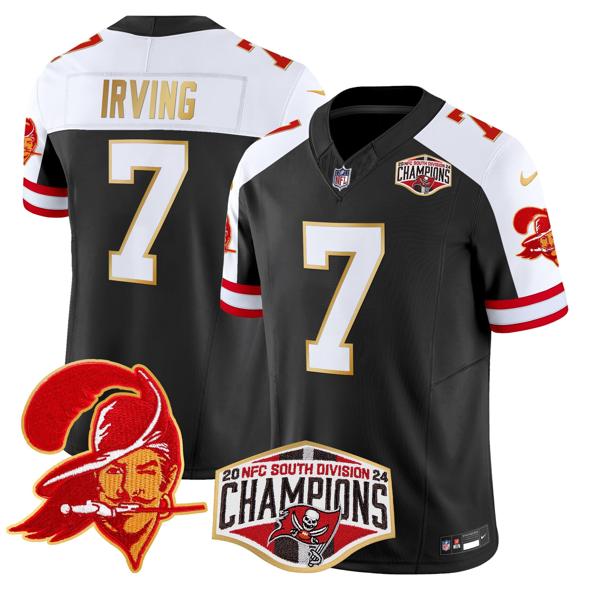 Men's Buccaneers Creamsicle 2024 NFC South Division Champions Patch Gold Trim Vapor Limited Jersey - All Stitched