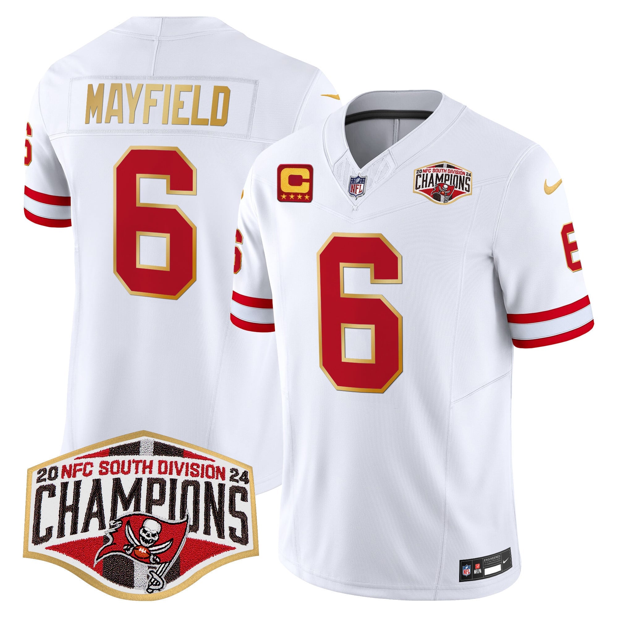 Men's Buccaneers Creamsicle 2024 NFC South Division Champions Patch Gold Trim Vapor Limited Jersey - All Stitched