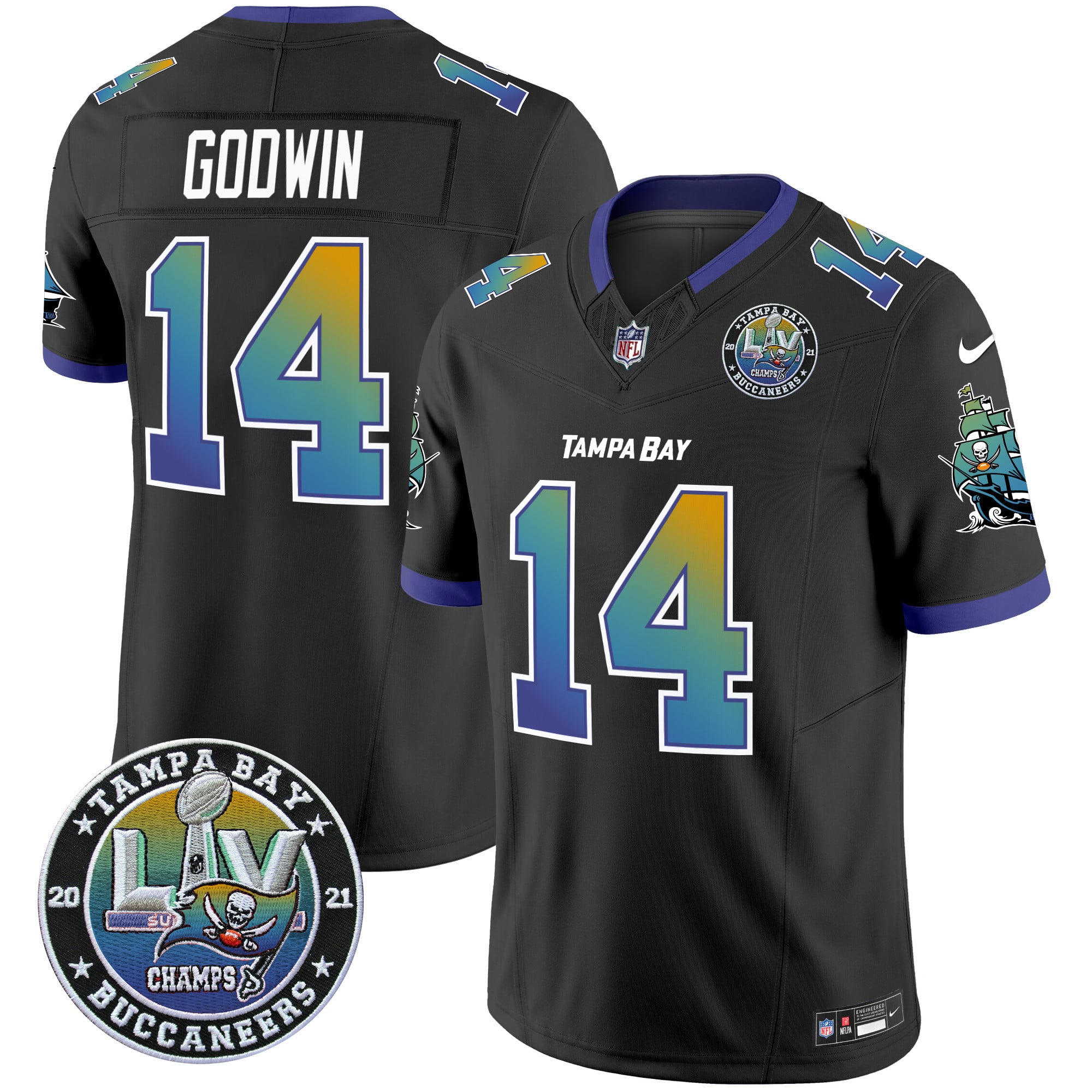 Men's Buccaneers Tampa City Super Bowl LIV Patch Vapor Limited Jersey - All Stitched