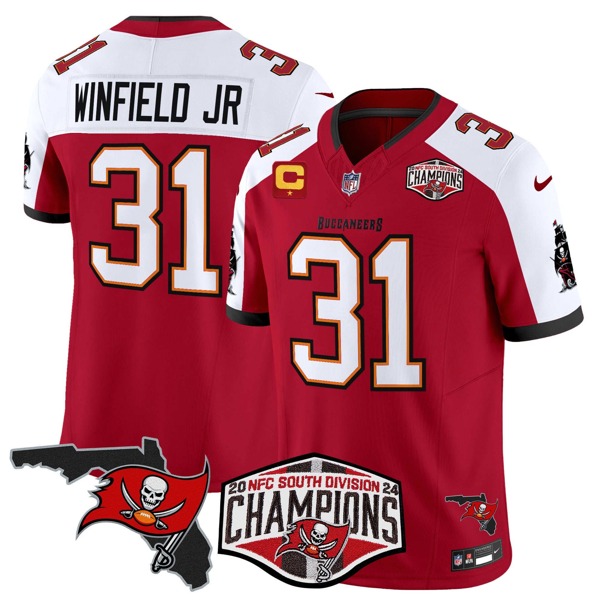 Men's Buccaneers 2024 NFC South Division Champions Patch Vapor Limited Jersey - All Stitched