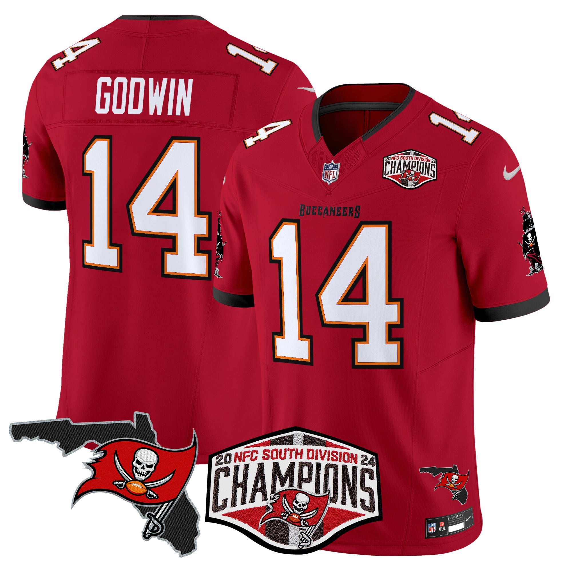 Men's Buccaneers 2024 NFC South Division Champions Patch Vapor Limited Jersey - All Stitched