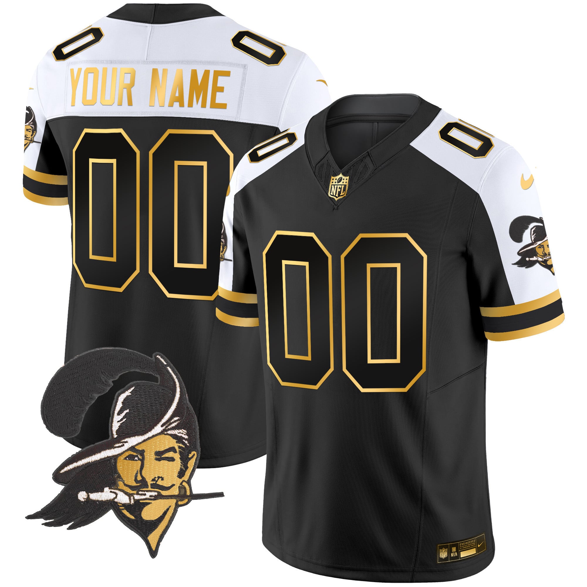 Buccaneers Throwback Gold Vapor Limited Custom Jersey - All Stitched