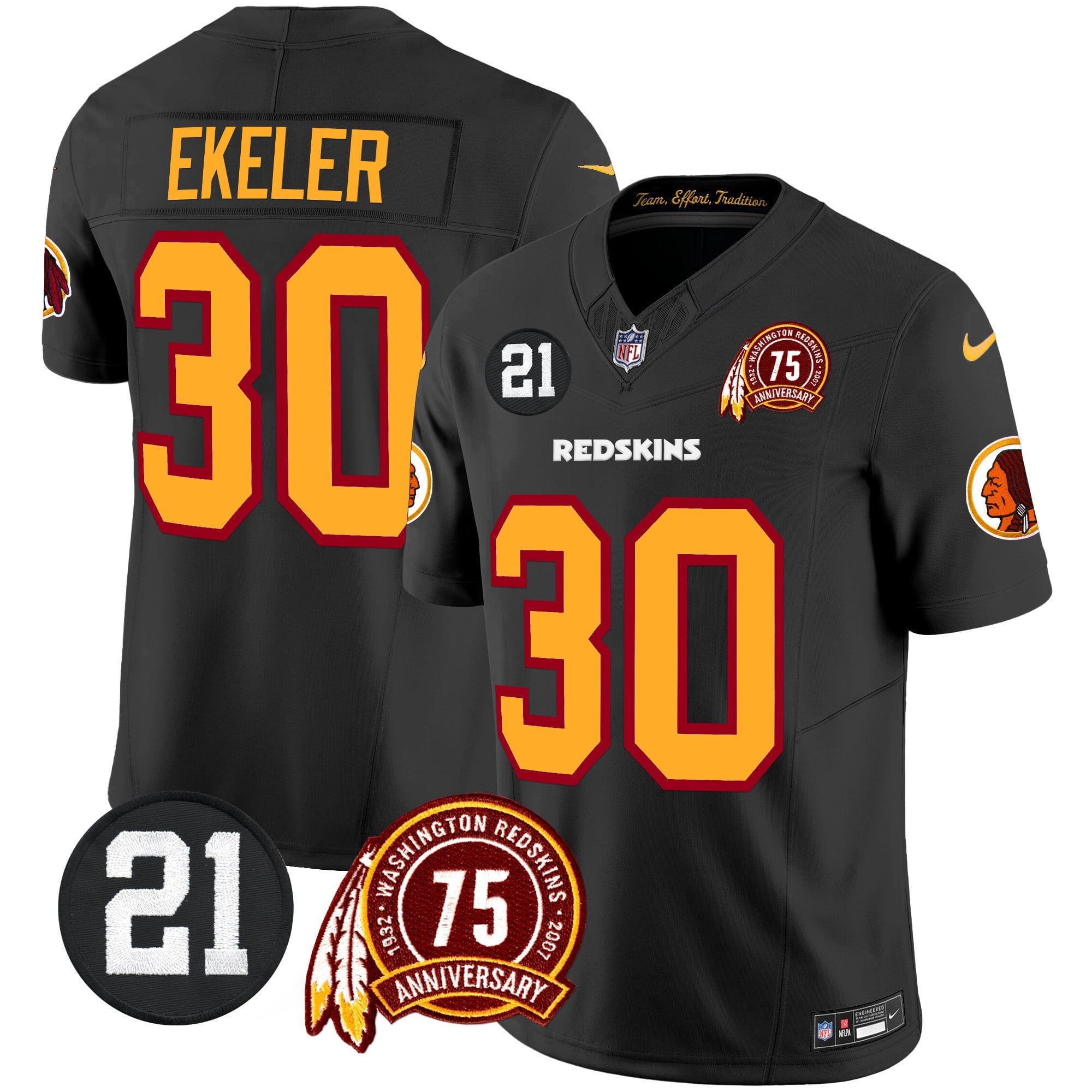 Men's Washington Redskins 75th & Sean Taylor Patch Vapor Limited Jersey - All Stitched