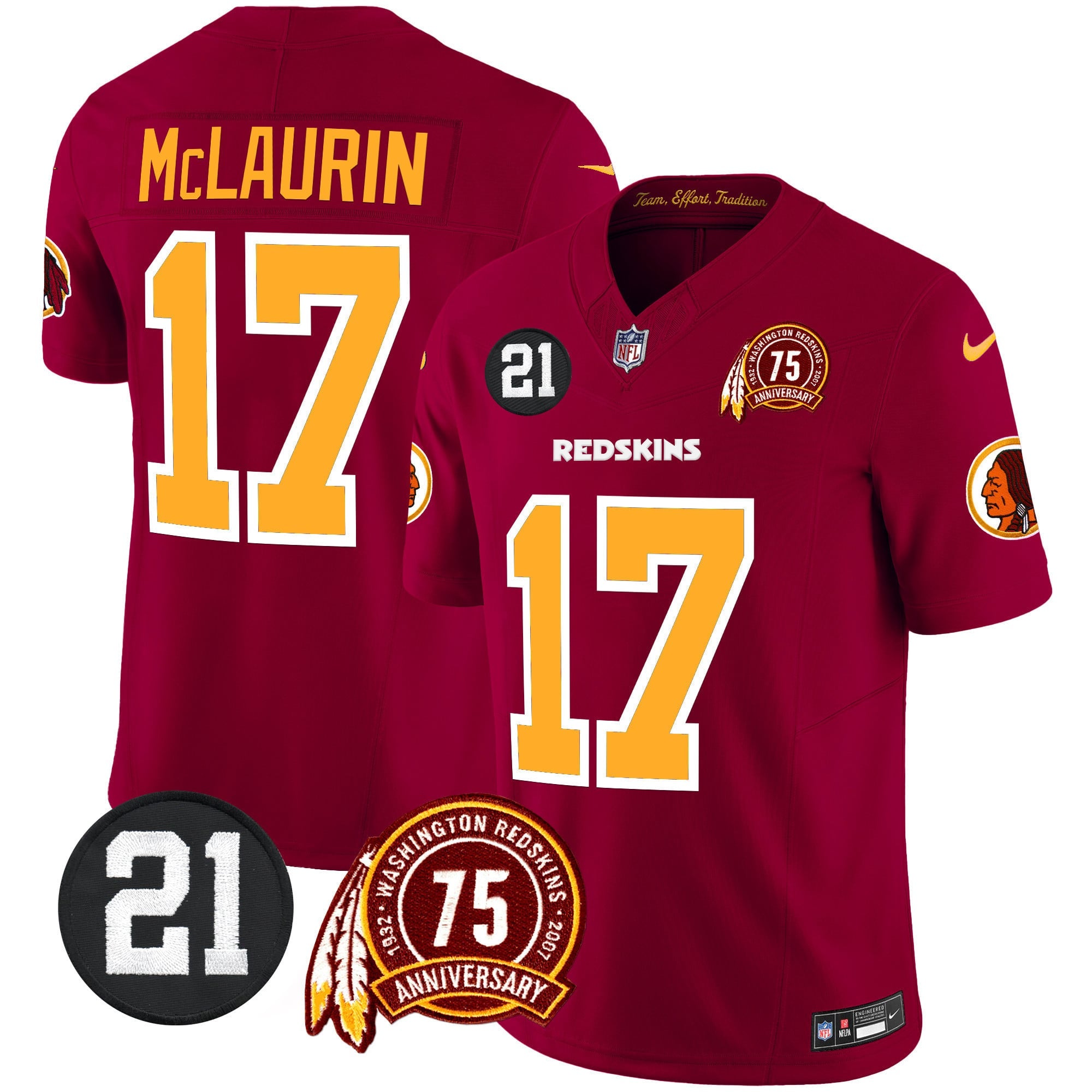 Men's Washington Redskins 75th & Sean Taylor Patch Vapor Limited Jersey - All Stitched