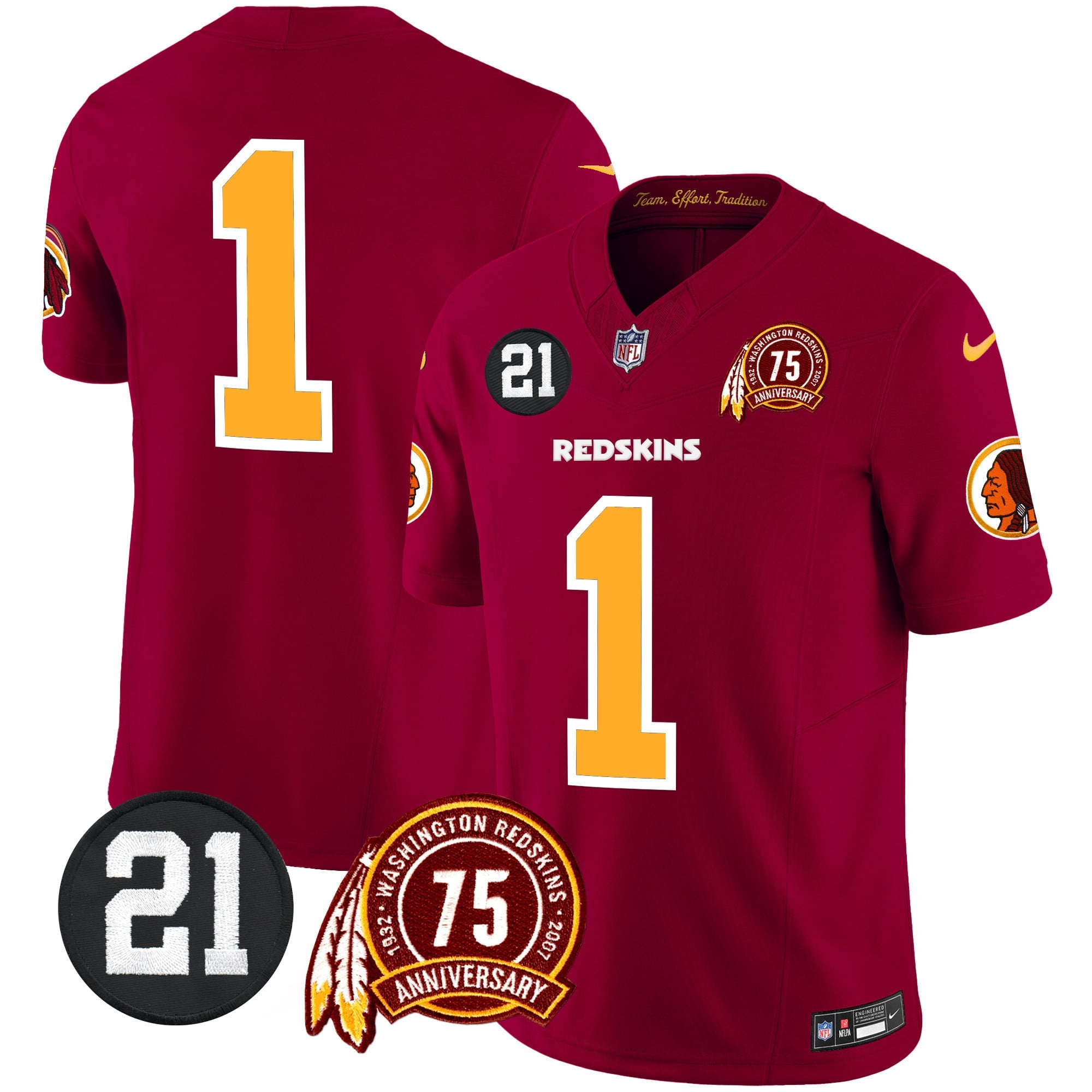 Men's Washington Redskins 75th & Sean Taylor Patch Vapor Limited Jersey - All Stitched