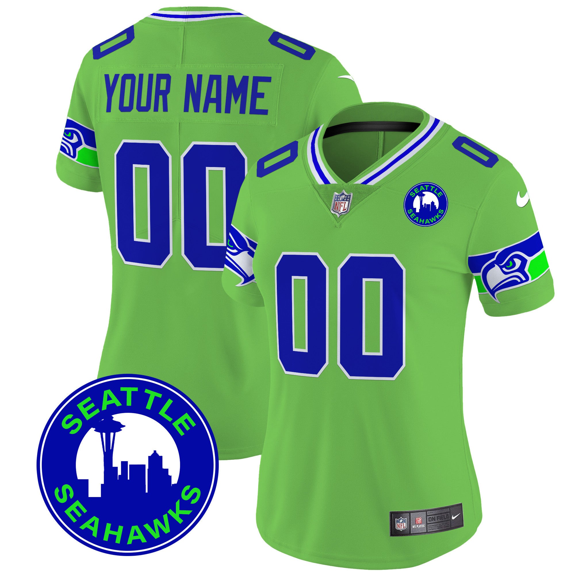 Seahawks 2024 Seattle City Patch Vapor Limited Custom Jersey - All Stitched