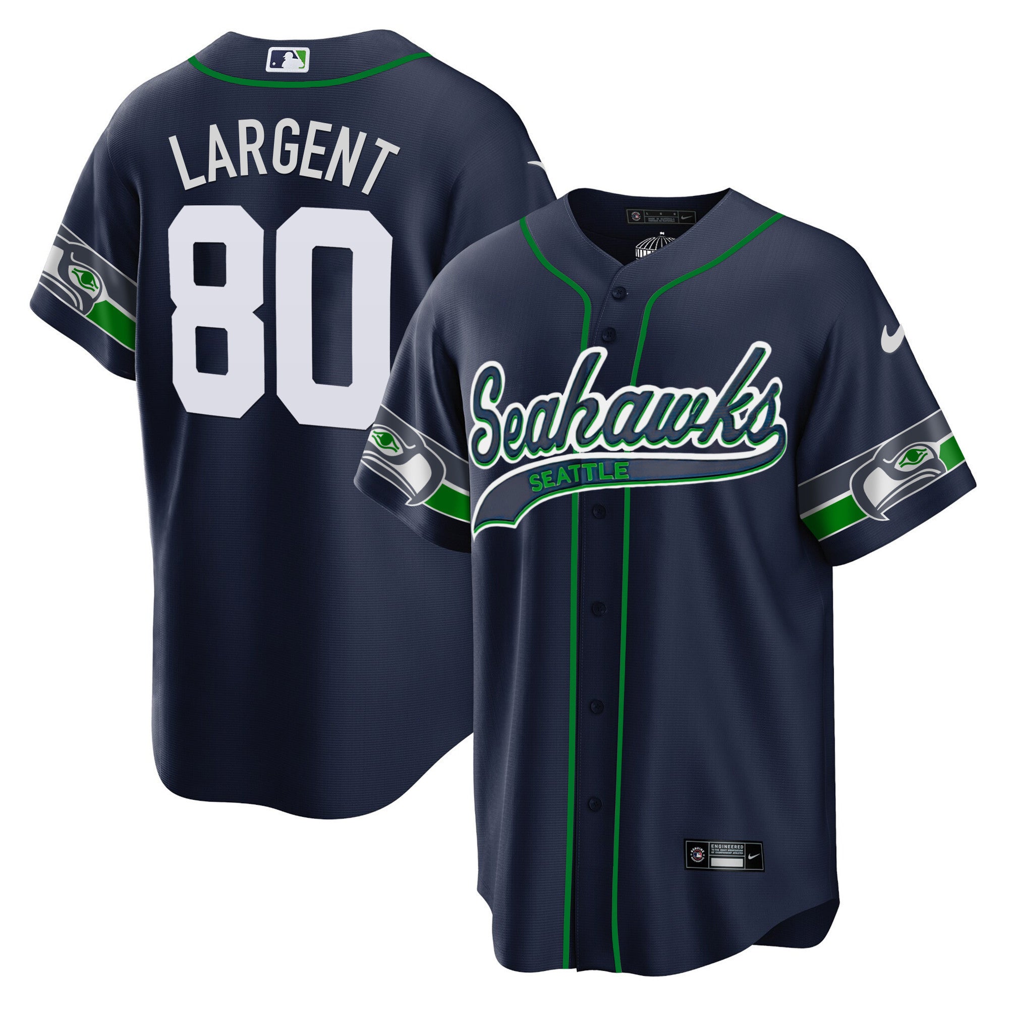 Men's Seahawks Throwback & Gold Cool Base Jersey V2 - All Stitched