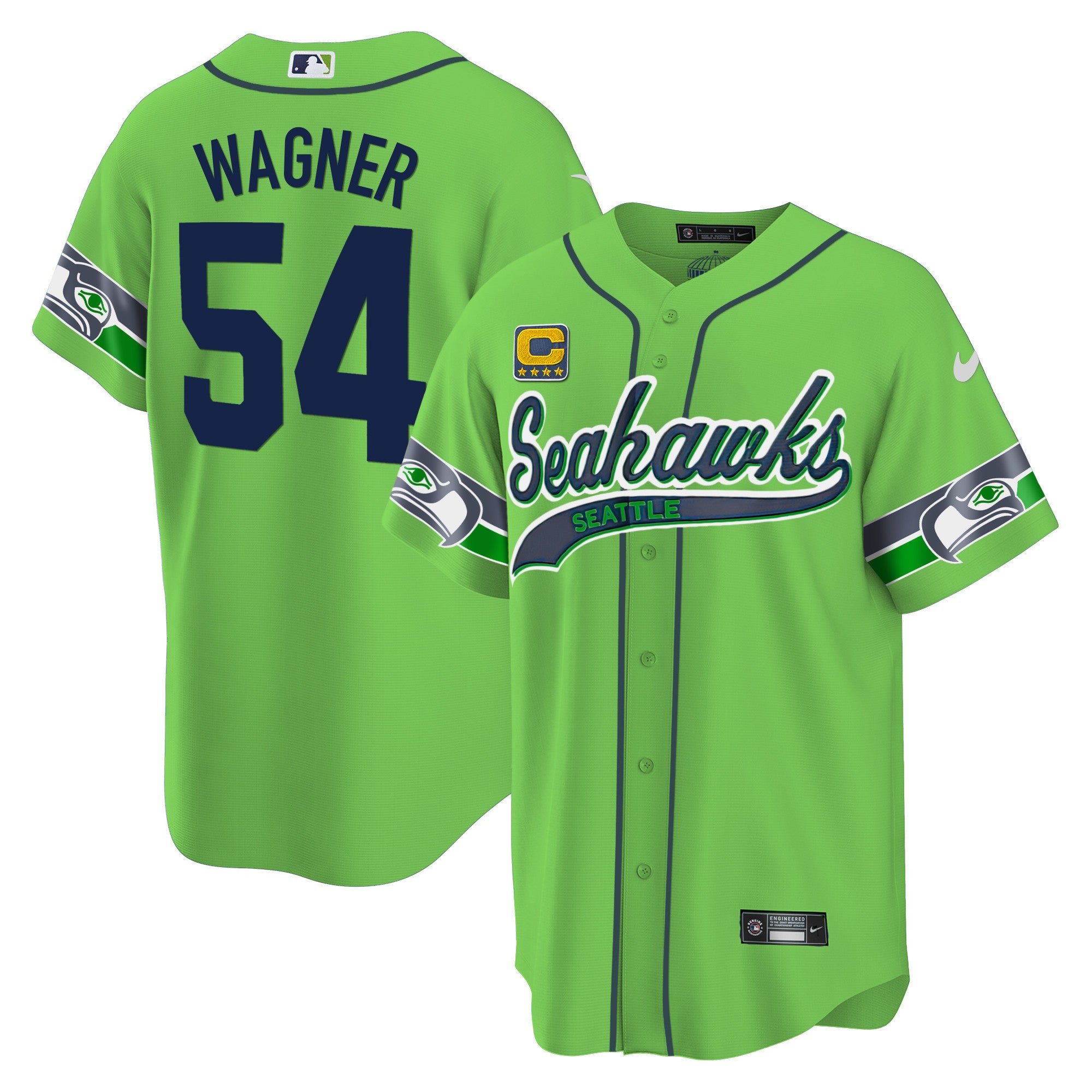 Men's Seahawks Throwback & Gold Cool Base Jersey V2 - All Stitched