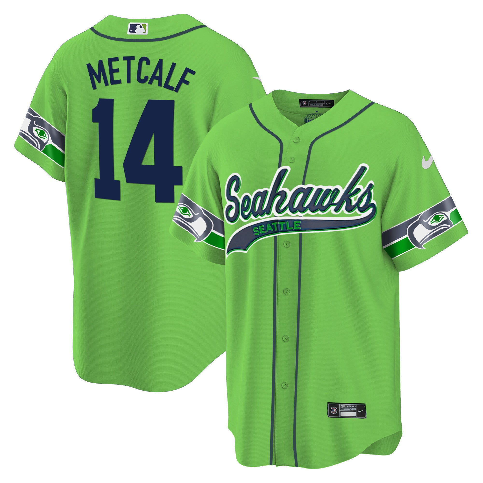Men's Seahawks Throwback & Gold Cool Base Jersey V2 - All Stitched